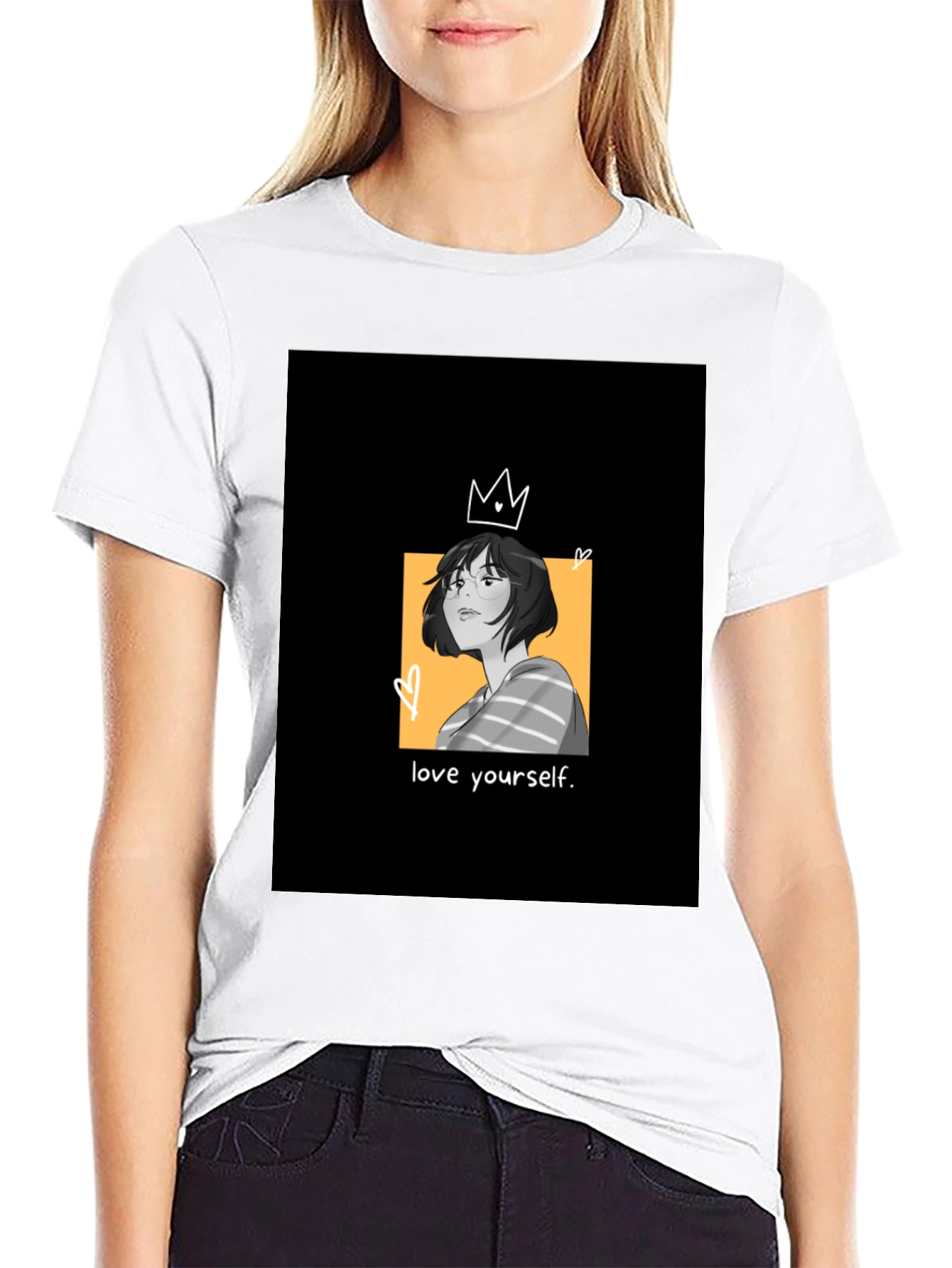 Black Love Yourself Graphic Tee - Black Unisex T-Shirt view 9