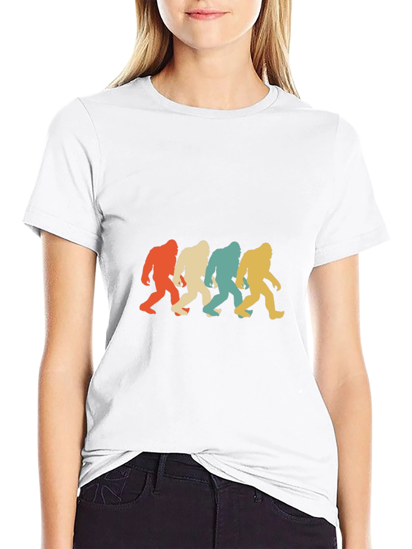 Black Retro Bigfoot T-Shirt: Sasquatch Silhouette Tee view 9