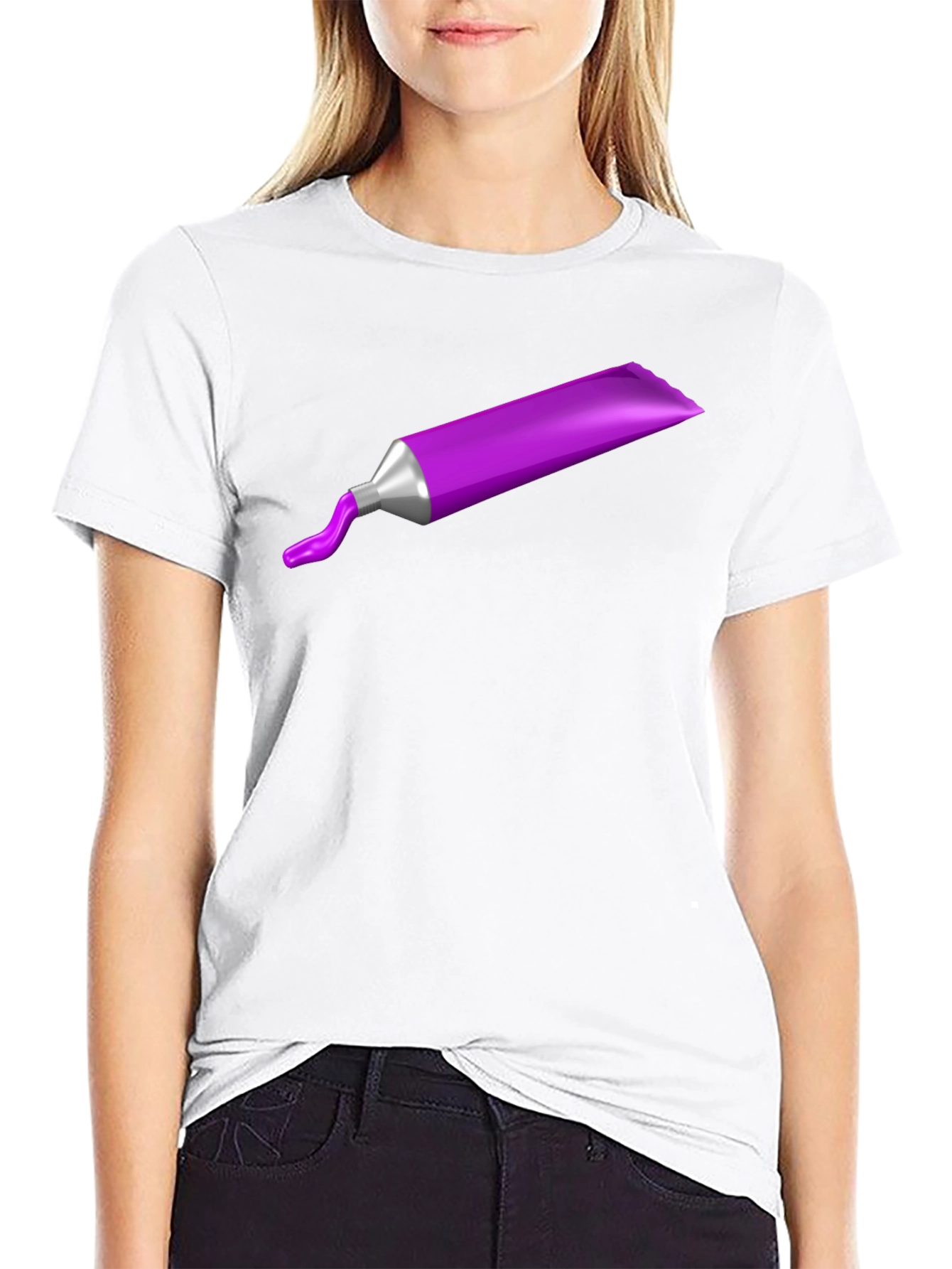 Black Purple Paint Tube Graphic Tee - Artistic Casual Wear view 9
