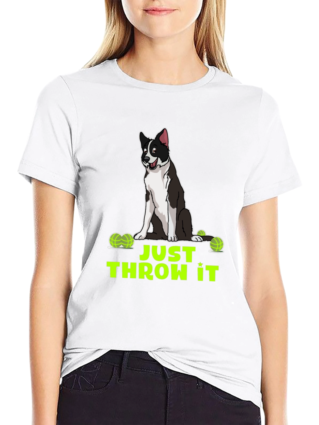 Black Just Throw It Dog Graphic T-Shirt view 9