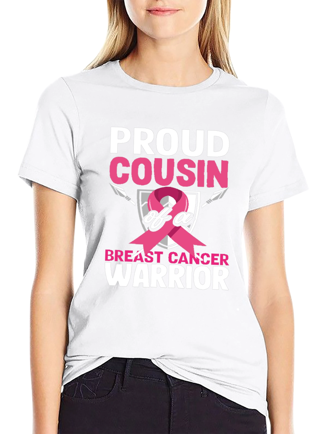 Black Proud Cousin Breast Cancer Warrior T-Shirt view 9