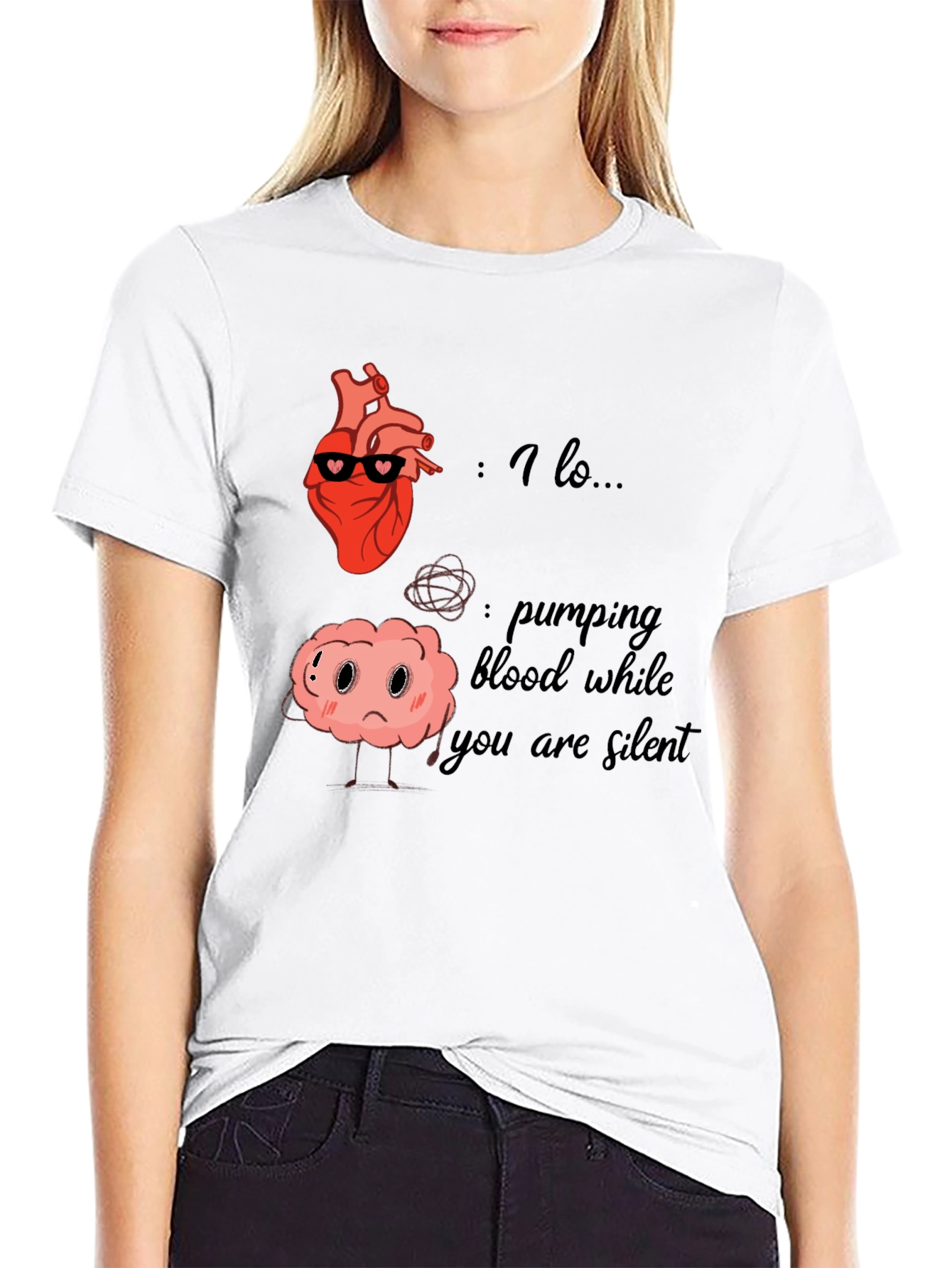 Black Heart and Brain T-Shirt - Funny Anatomy Graphic Tee view 9
