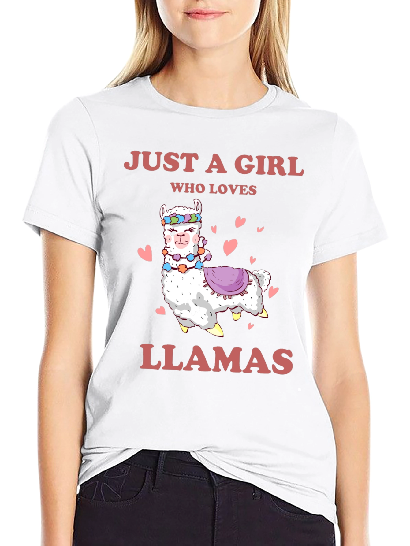 Black Just A Girl Who Loves Llamas T-Shirt view 9