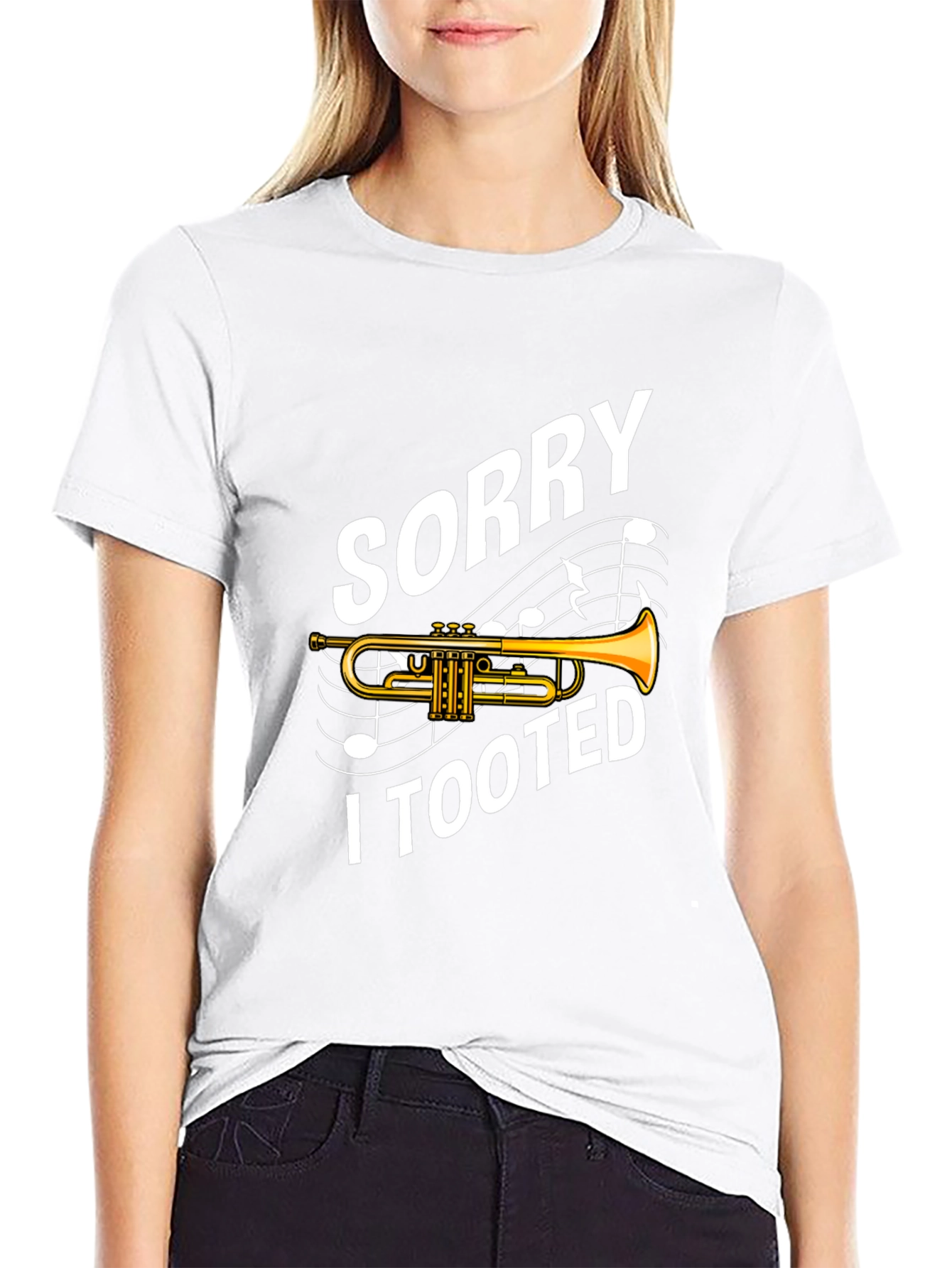 Black Sorry I Tooted T-Shirt - Funny Trumpet Player Tee view 9