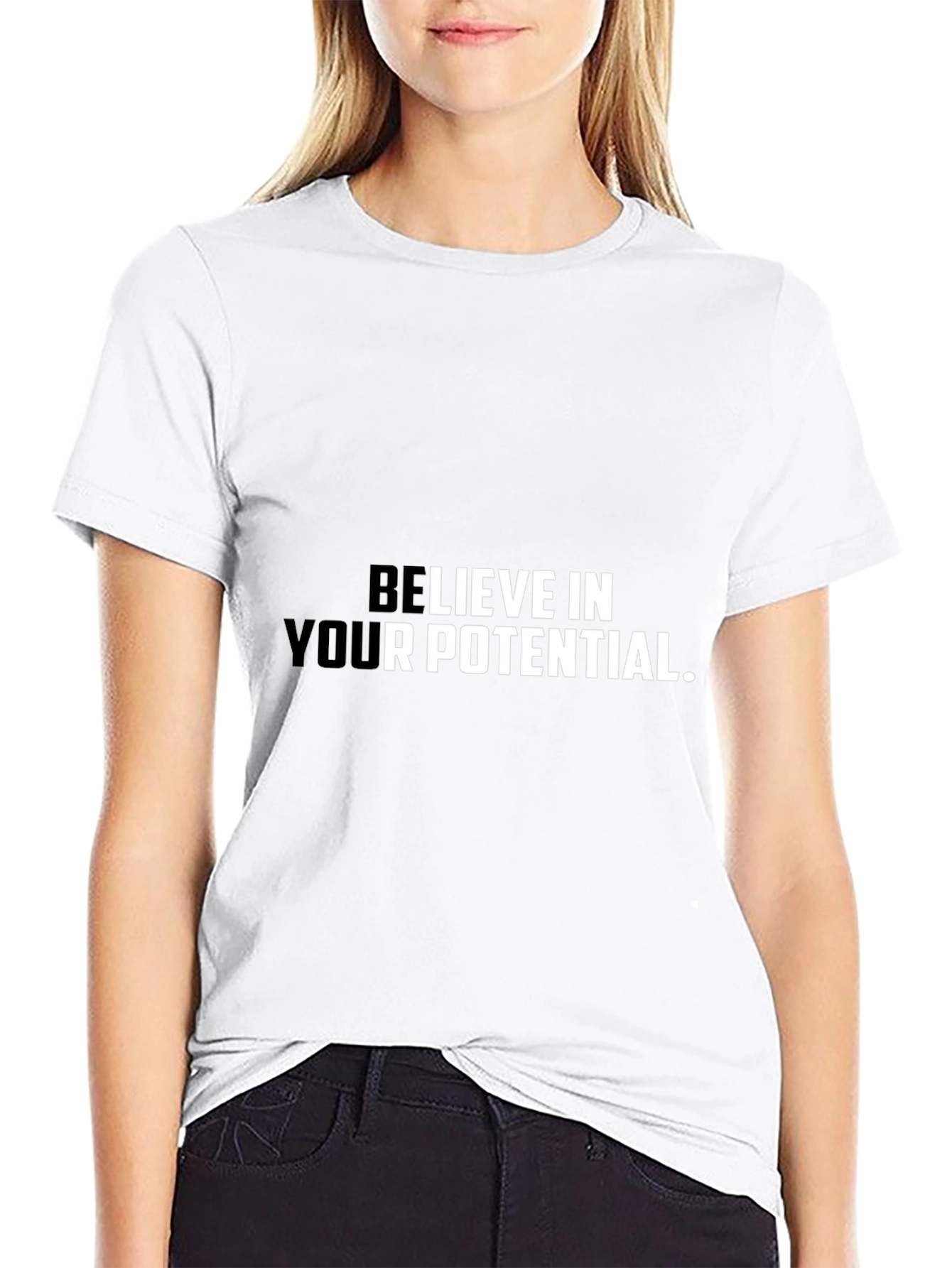 Black Believe In Your Potential Graphic Tee view 9