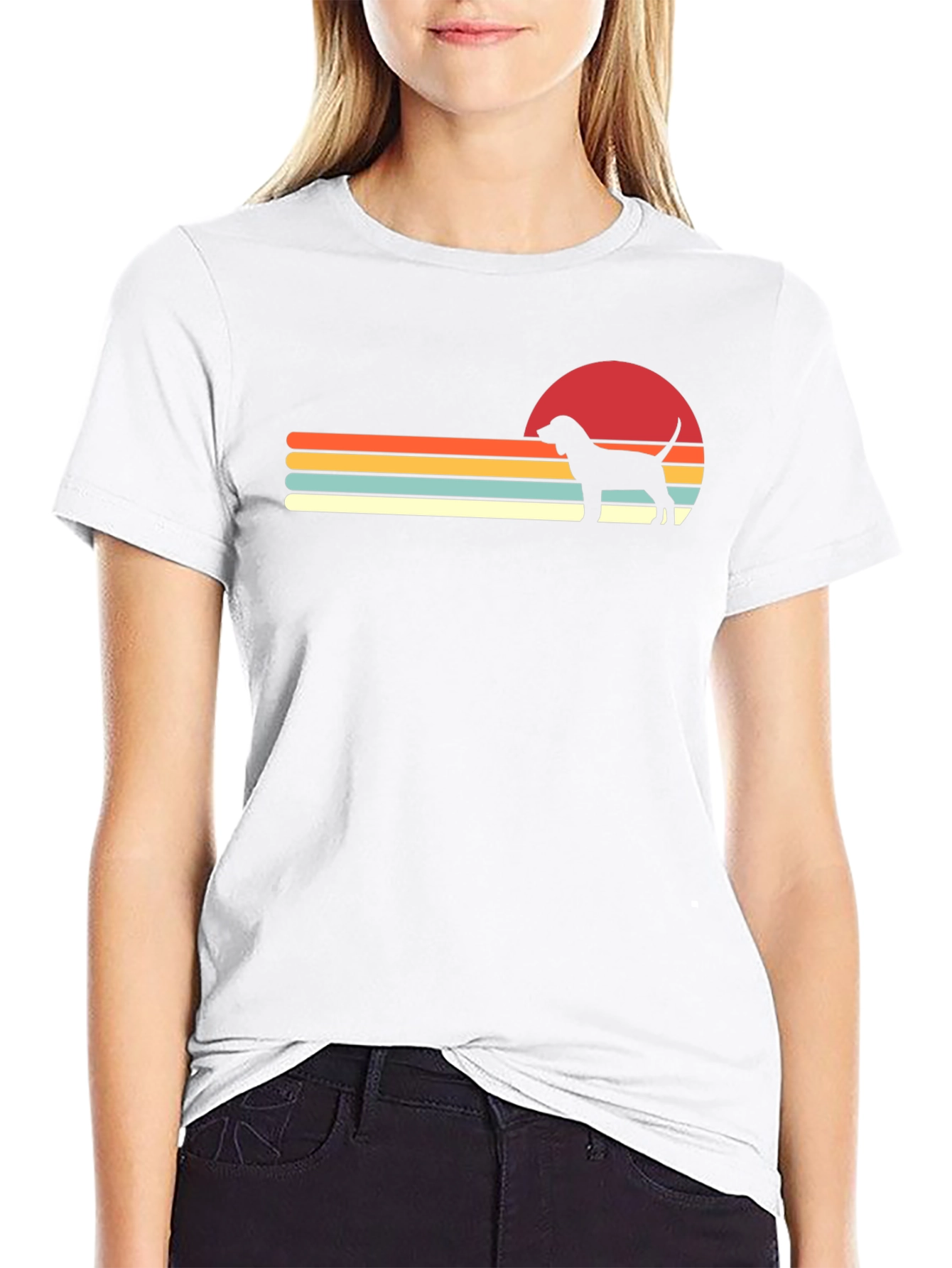 Retro Dog Sunset Graphic Tee - Black - 9
