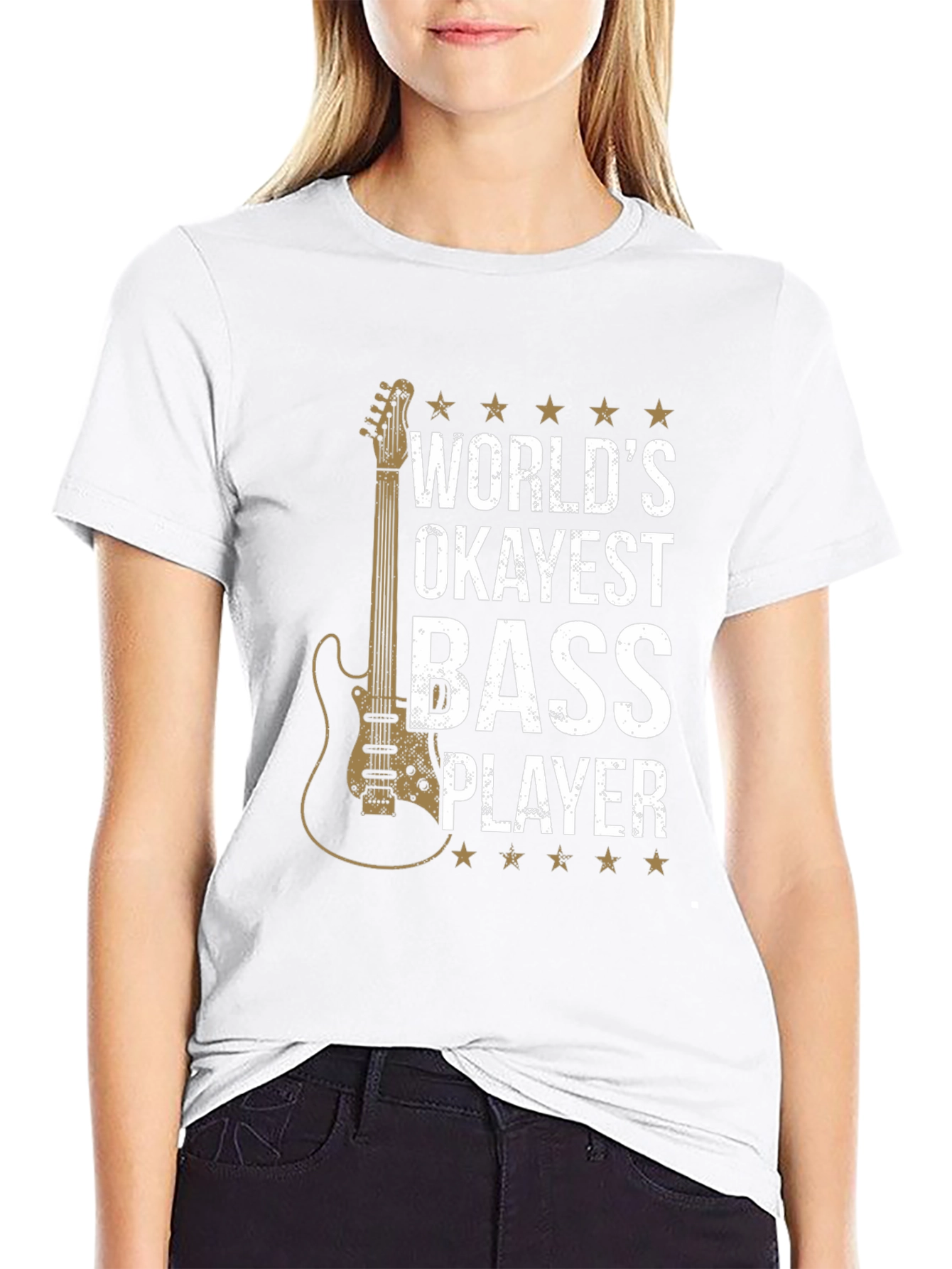 Black World's Okayest Bass Player T-Shirt view 9