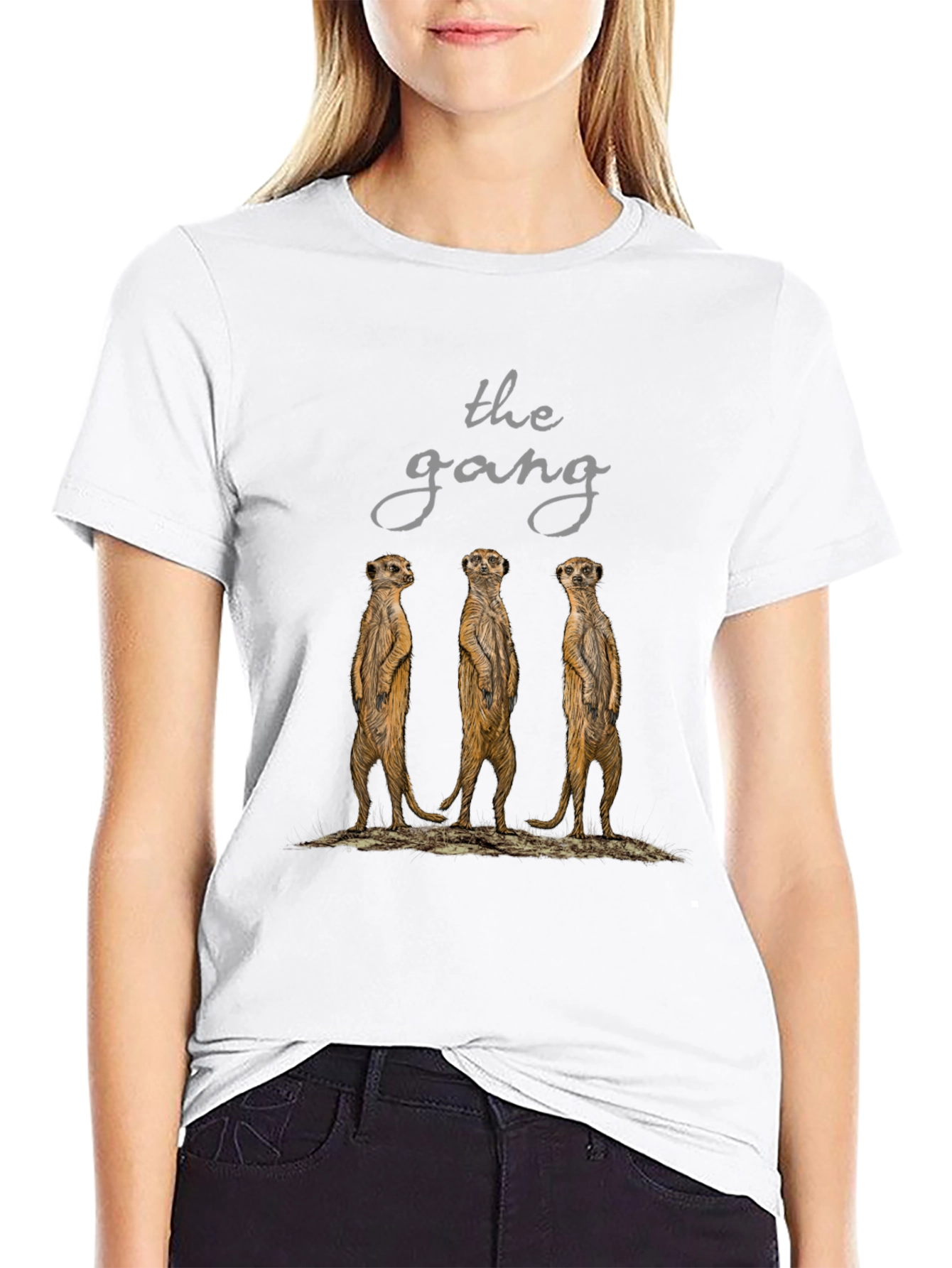 Black Meerkat Gang T-Shirt - Black Cotton Tee view 9