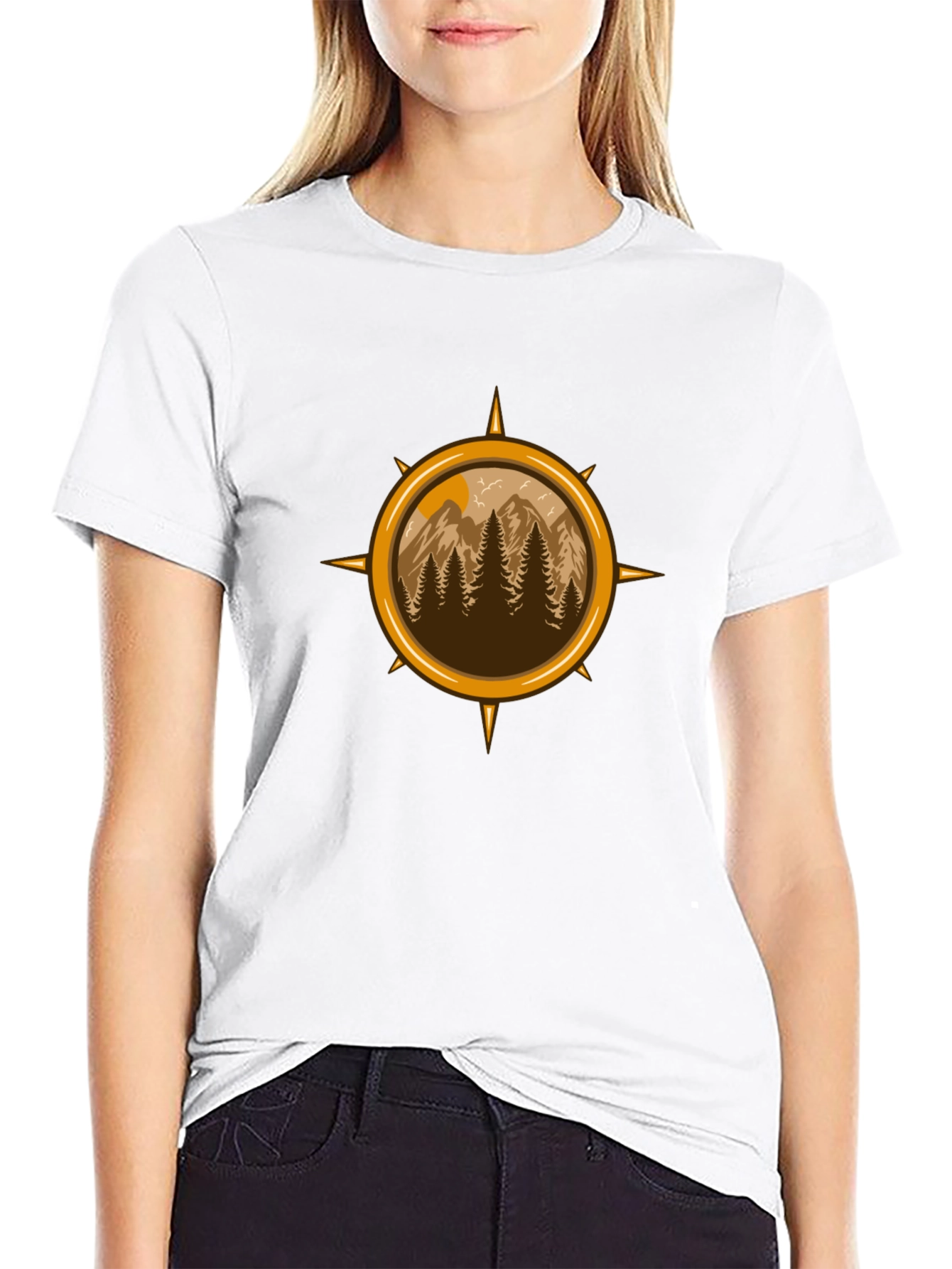 Black Nature Compass Graphic Tee - Adventure Awaits! view 9