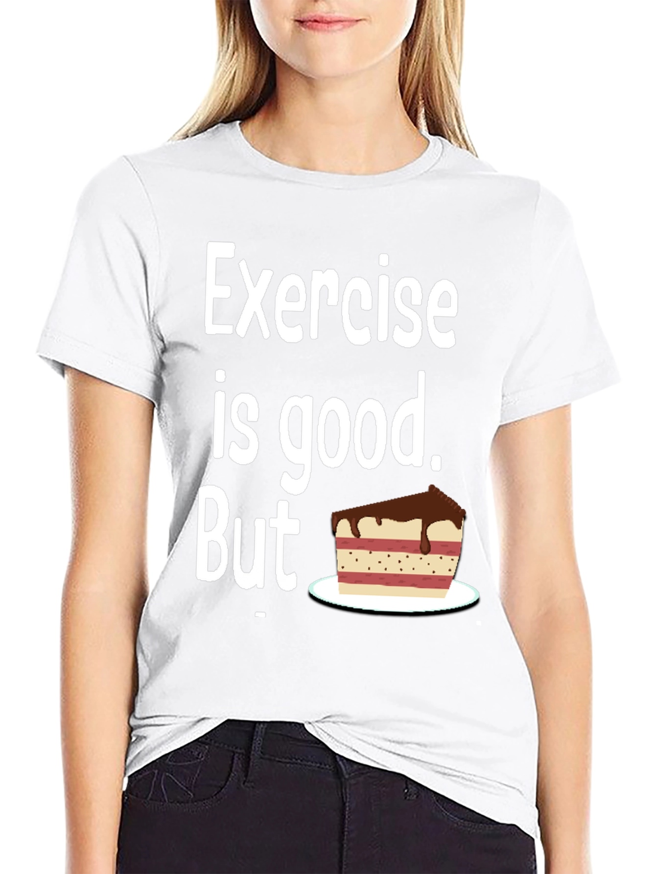 Black Funny Exercise Cake Lover T-Shirt view 9