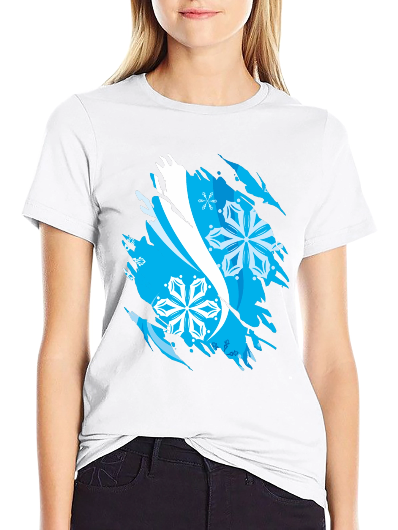 Ripped Snowflake Graphic Tee - Cool Winter Style - 9