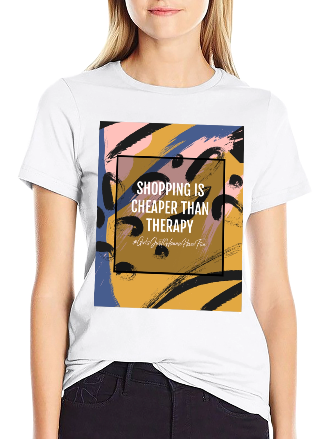 Shopping Is Cheaper Than Therapy Graphic Tee - 9