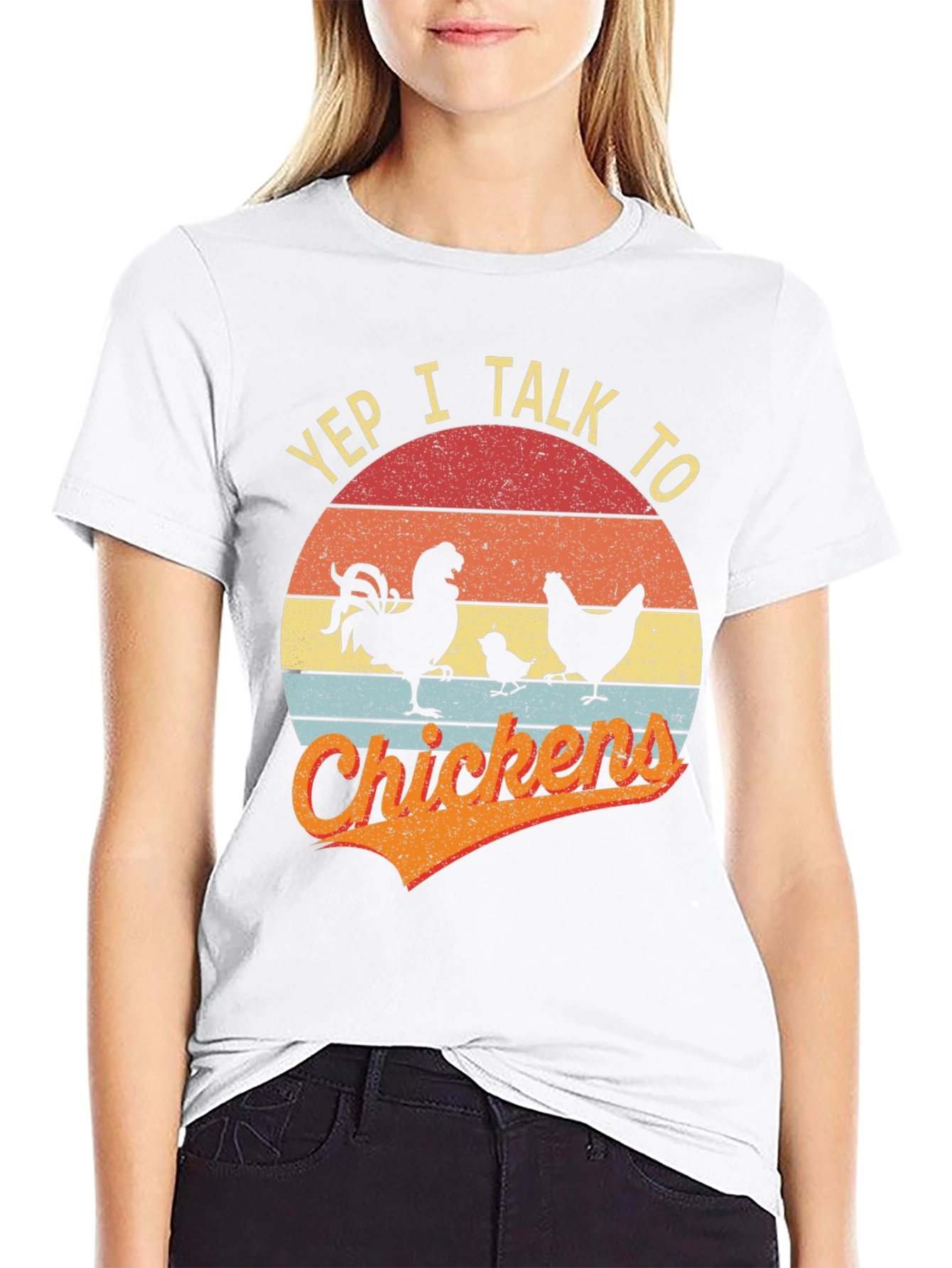 Black Yep I Talk to Chickens T-Shirt Vintage Style view 9