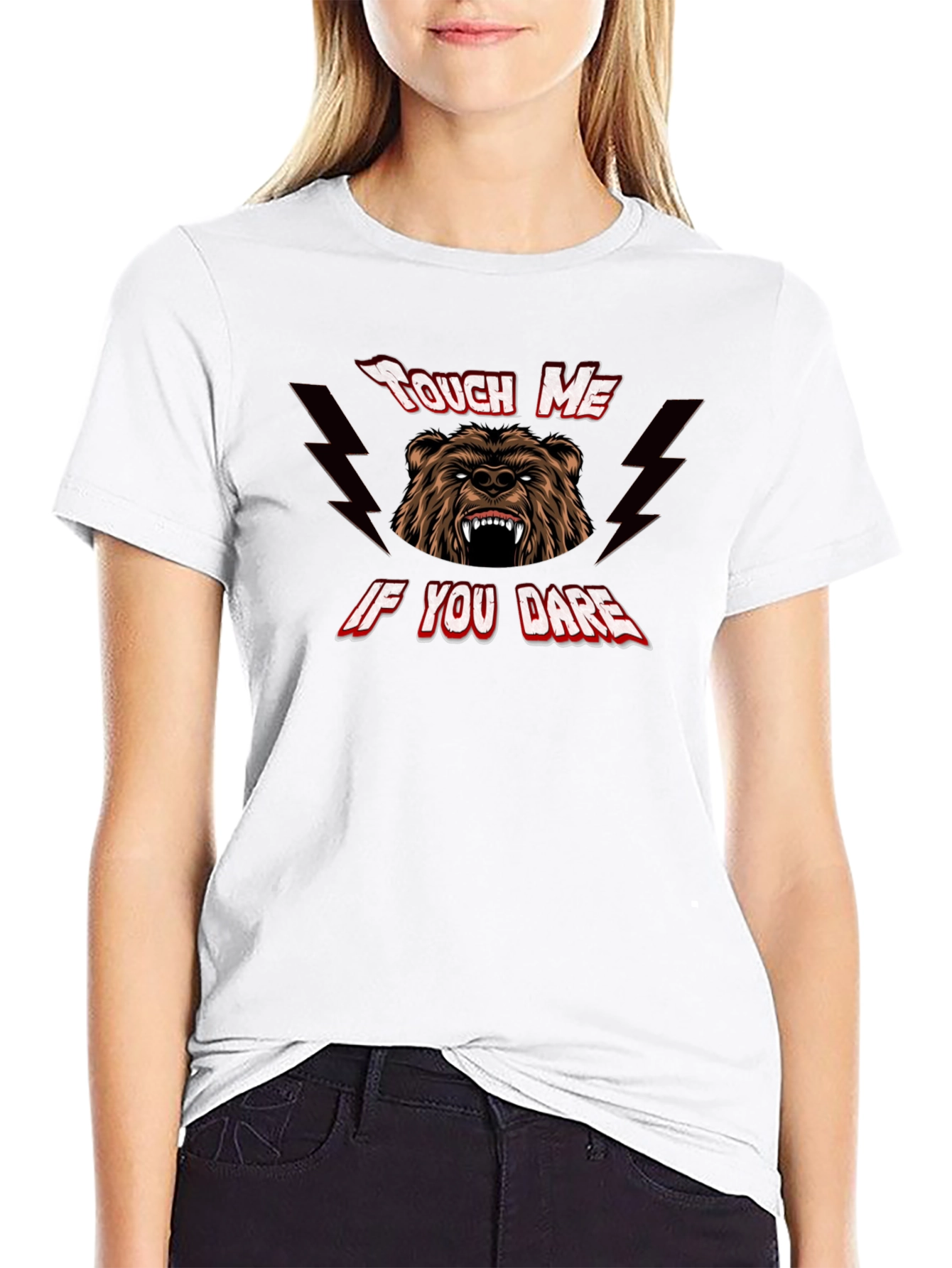 Black Touch Me If You Dare Bear Graphic Tee - Black view 9