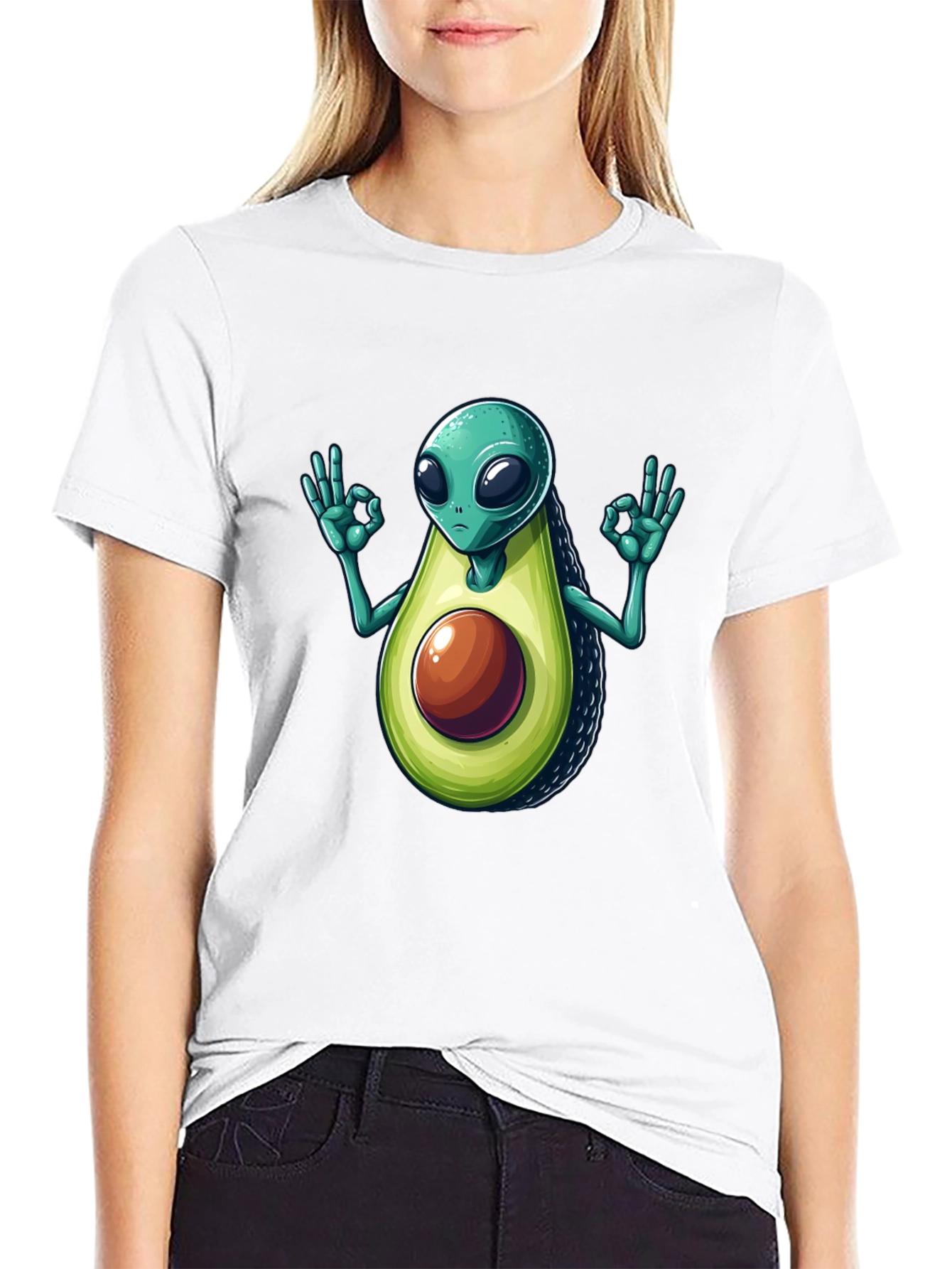 Black Alien Avocado T-Shirt - Funny Graphic Tee view 9
