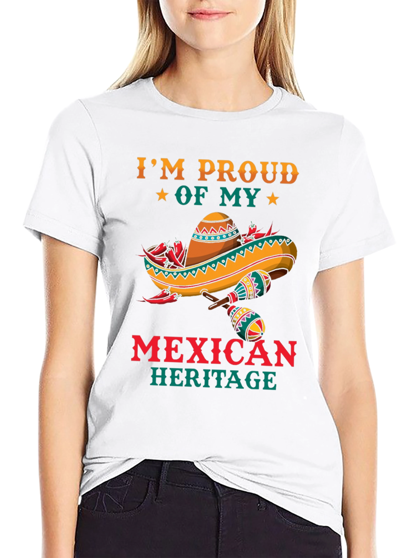 Black Proud Mexican Heritage Graphic T-Shirt - Black view 9