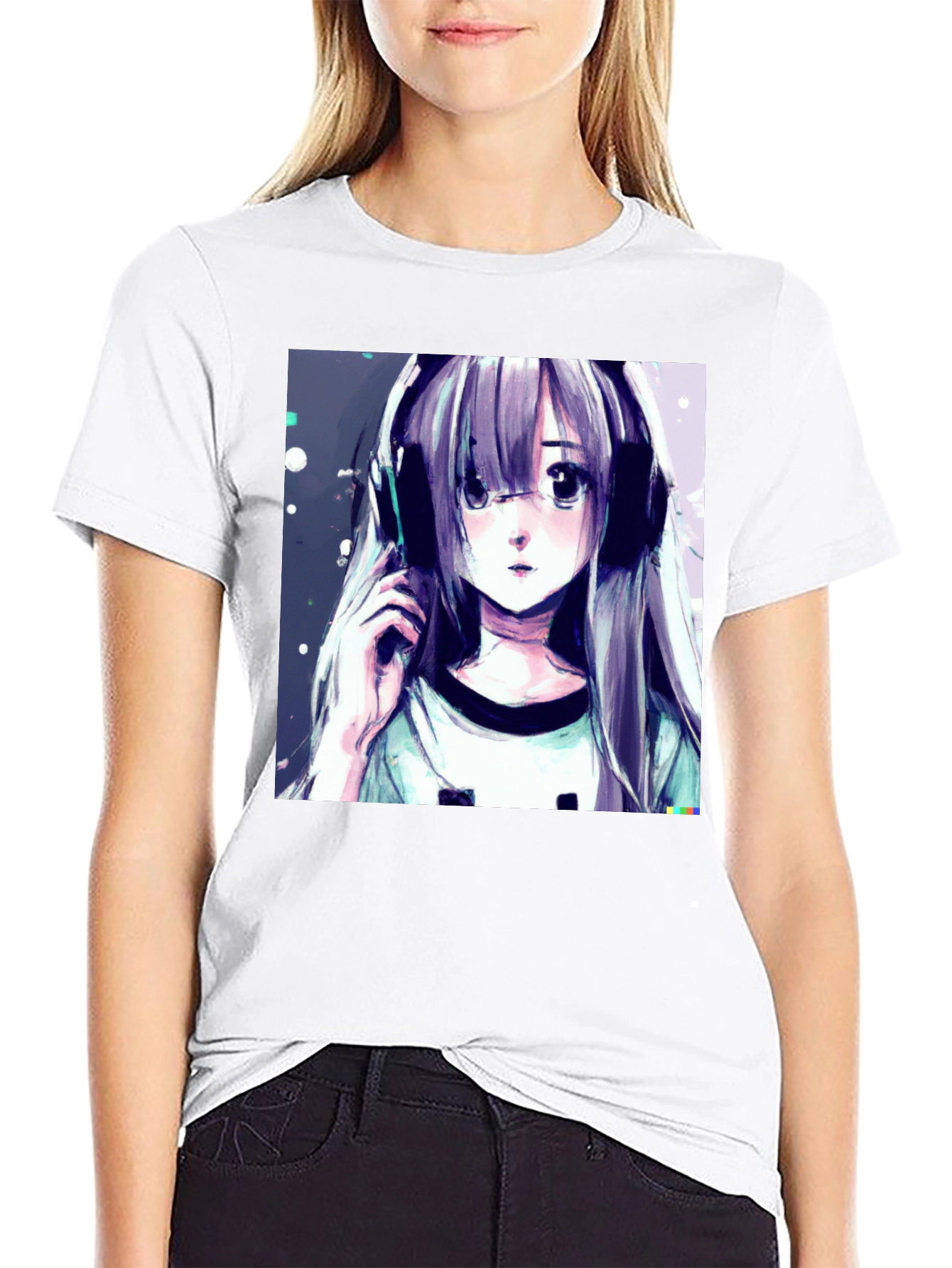 Black Anime Girl Graphic Tee - Stylish Black T-Shirt view 9