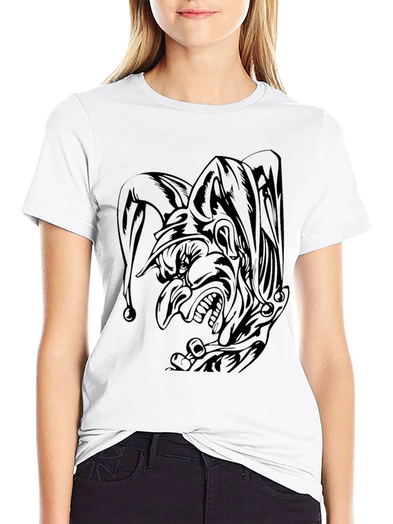 Black Dark Jester Graphic Tee - Black Cotton Blend T-Shirt view 9