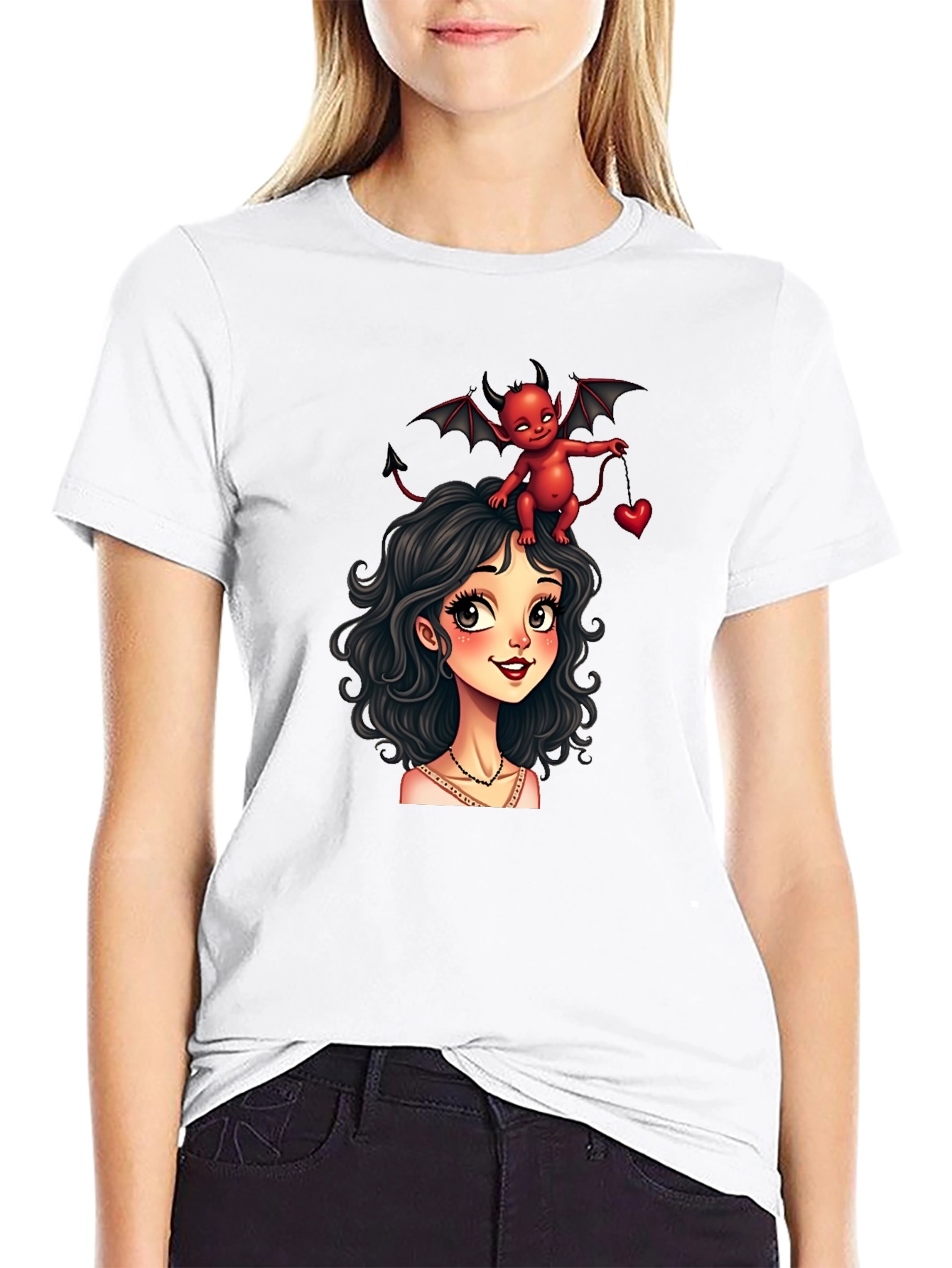 Black Devilishly Cute Black Graphic Tee view 9