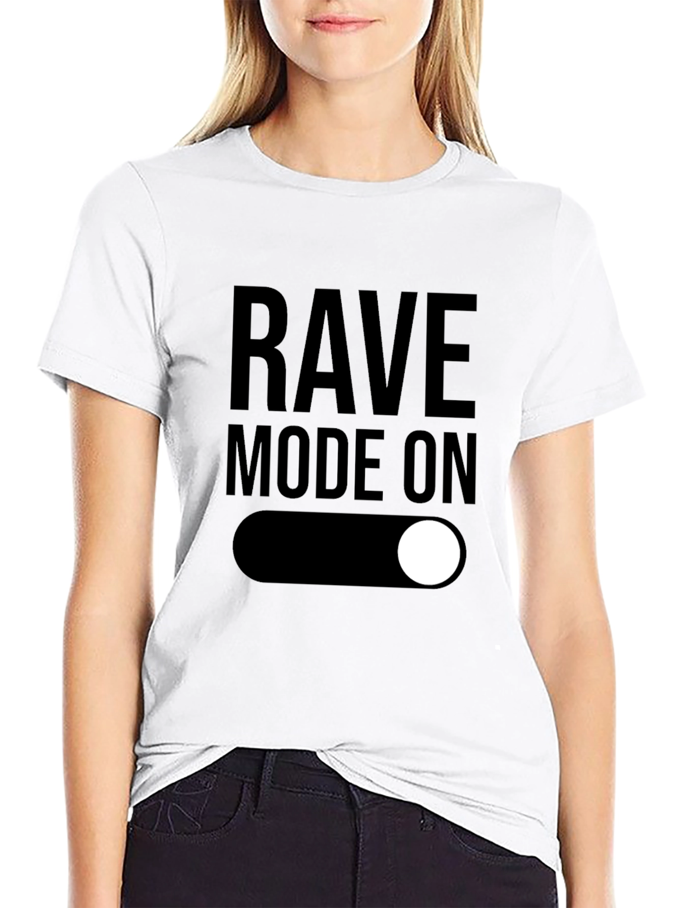 Black Rave Mode On - Black Graphic T-Shirt view 9