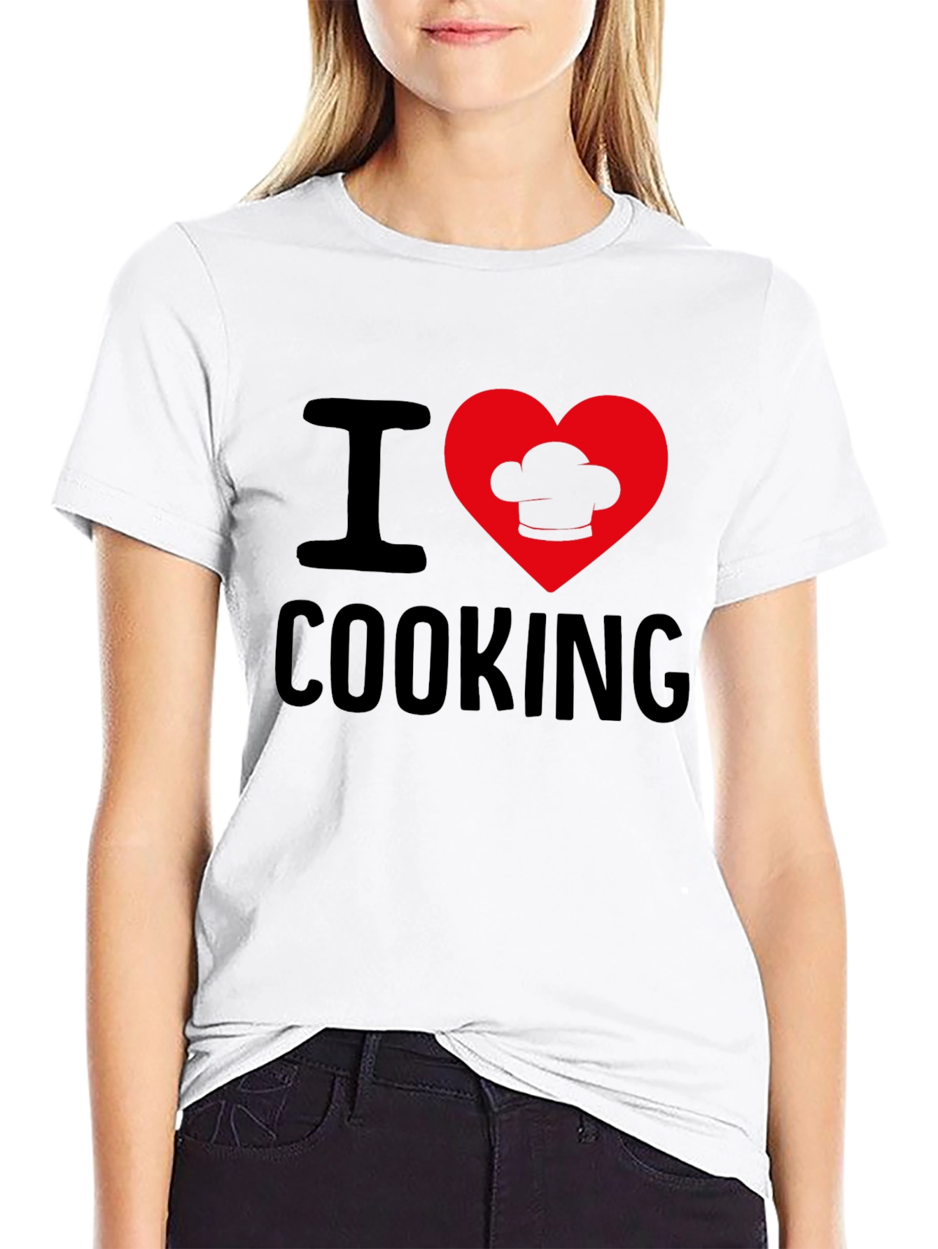 Black I Heart Cooking T-Shirt, Chef's Hat Design view 9