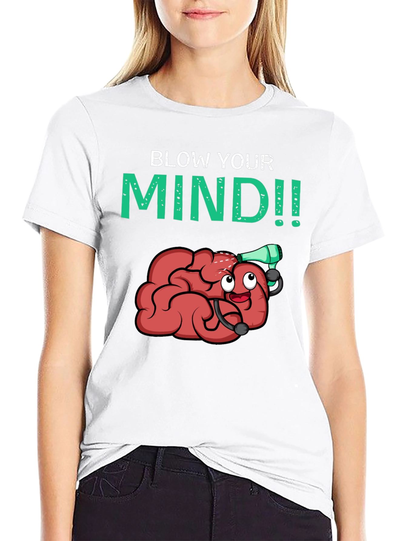 Black Blow Your Mind T-Shirt - Funny Brain Cartoon Tee view 9