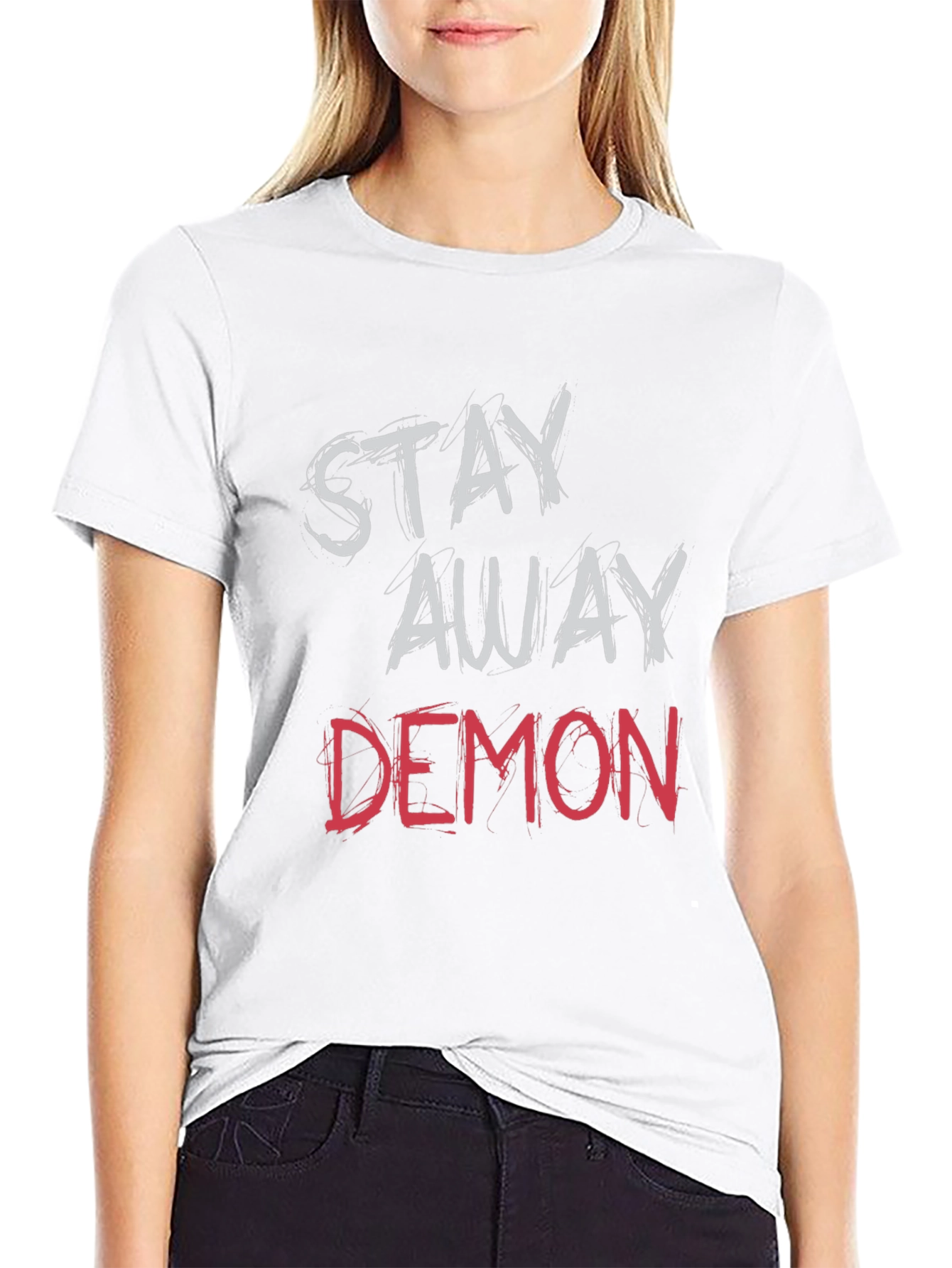 Black Stay Away Demon Graphic Tee - Soft Cotton view 9