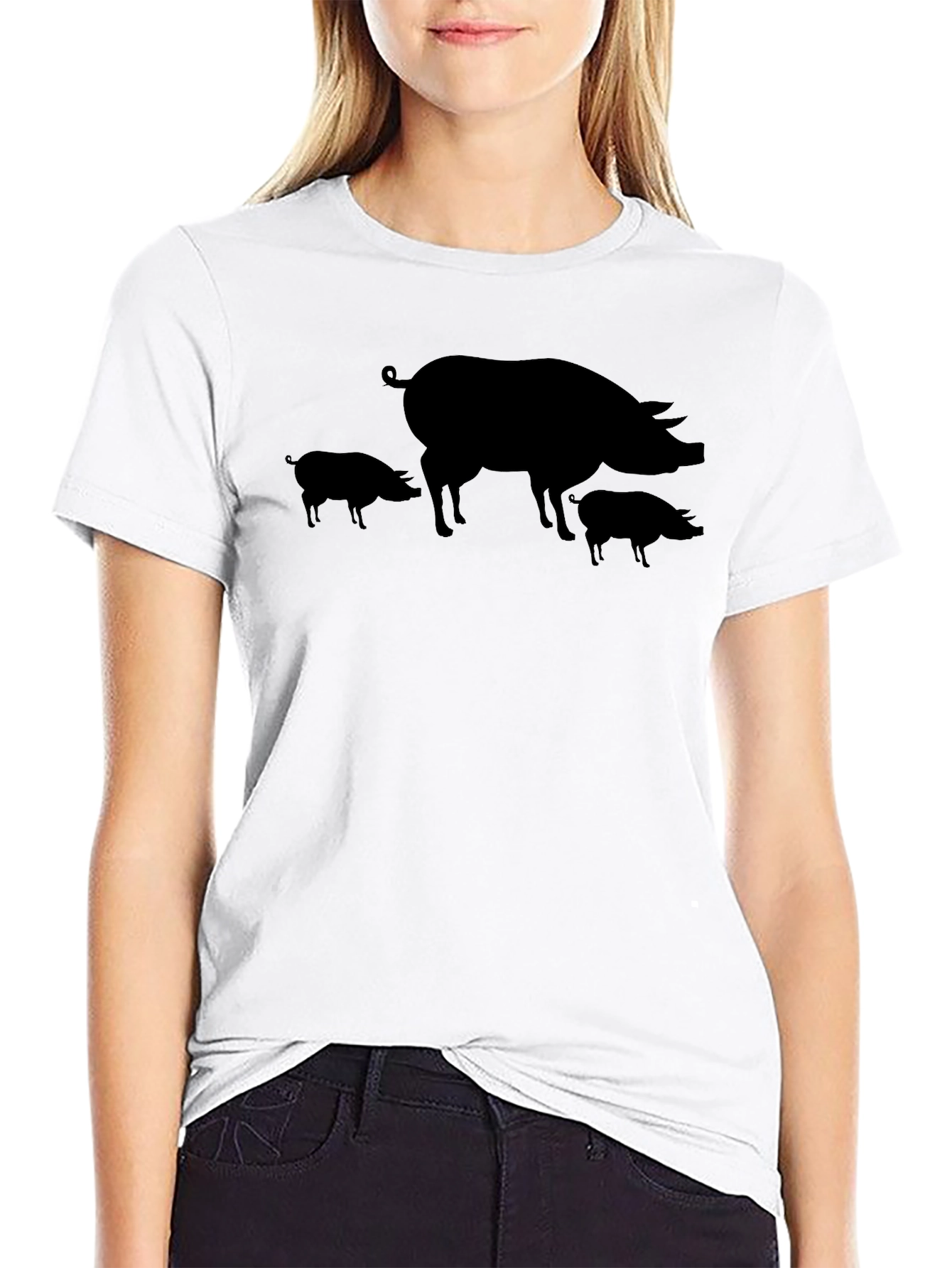 Black Black Pig Silhouette T-Shirt view 9