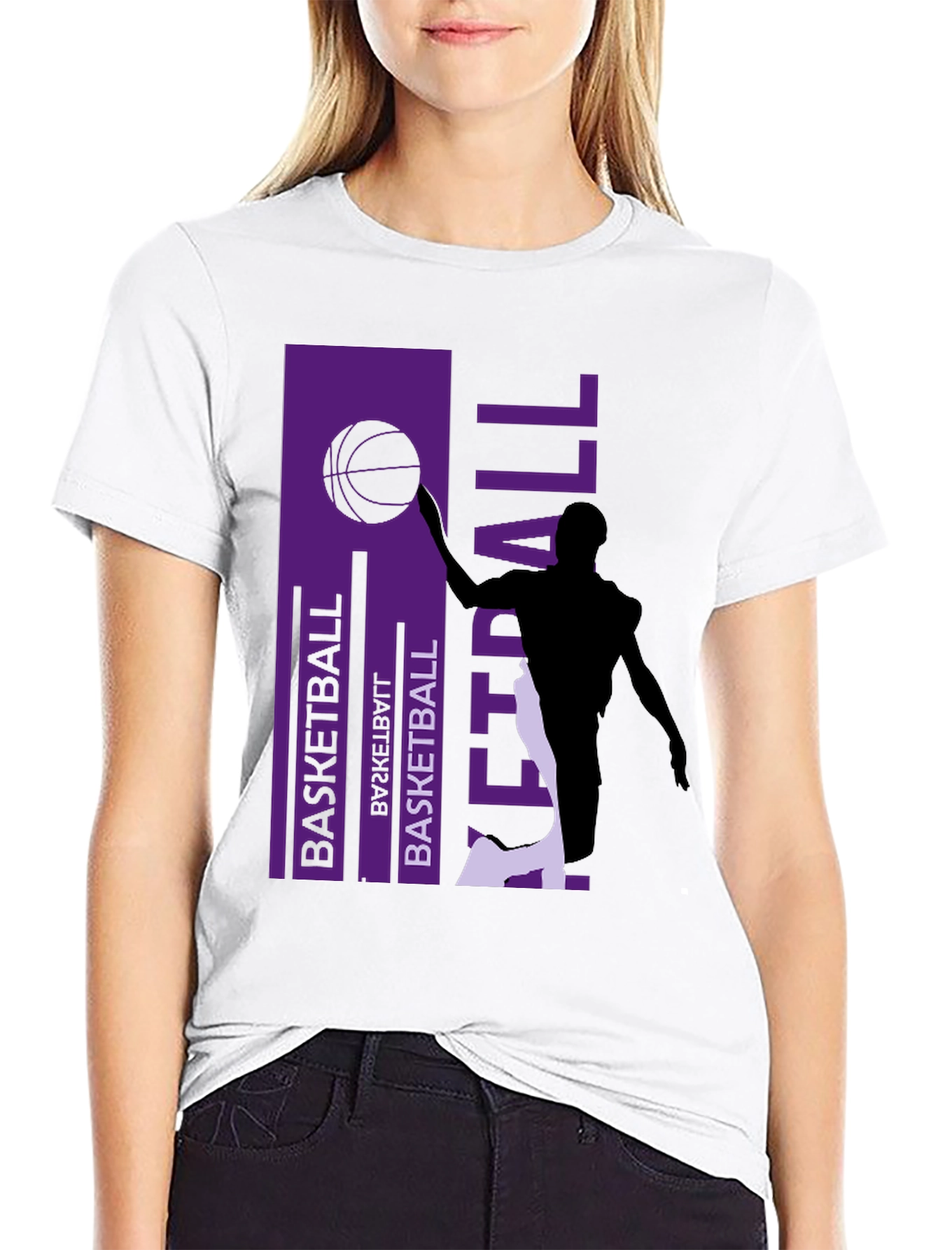 Black Basketball Graphic Print Tee - Stylish Activewear view 9