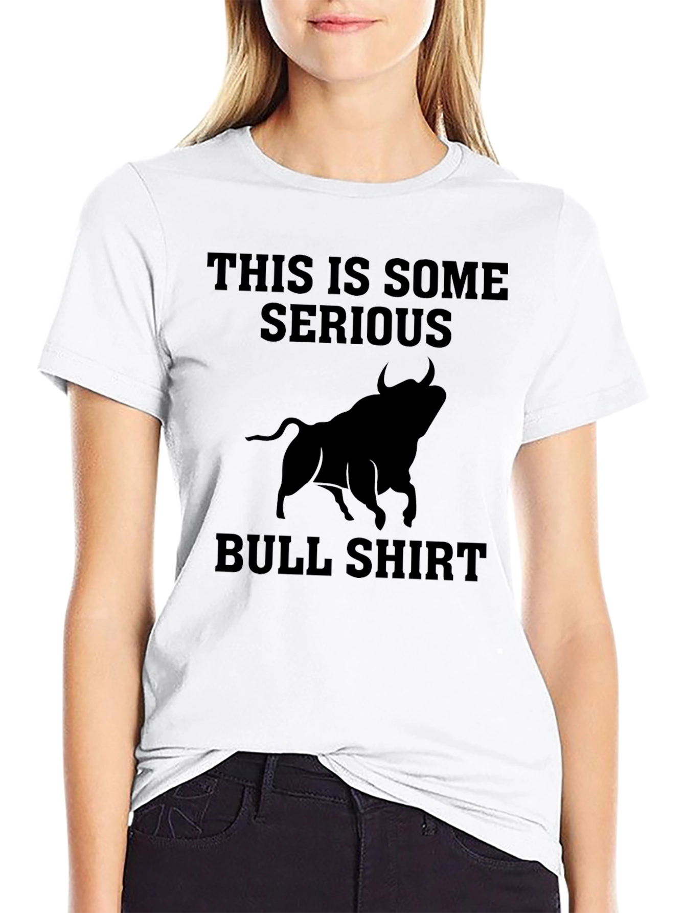 Black Serious Bull Shirt - Funny Graphic Tee view 9