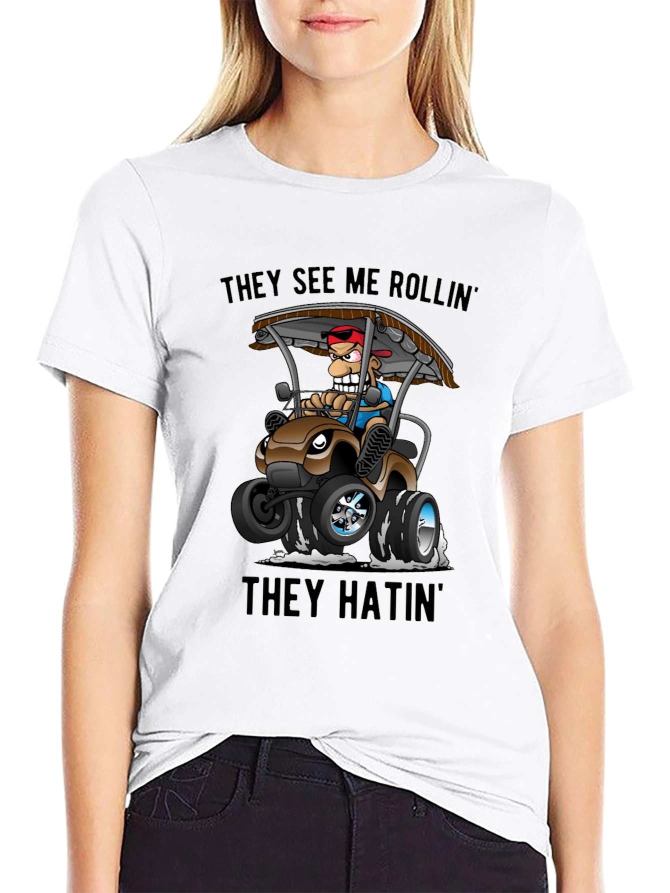 Black They See Me Rollin' T-Shirt view 9