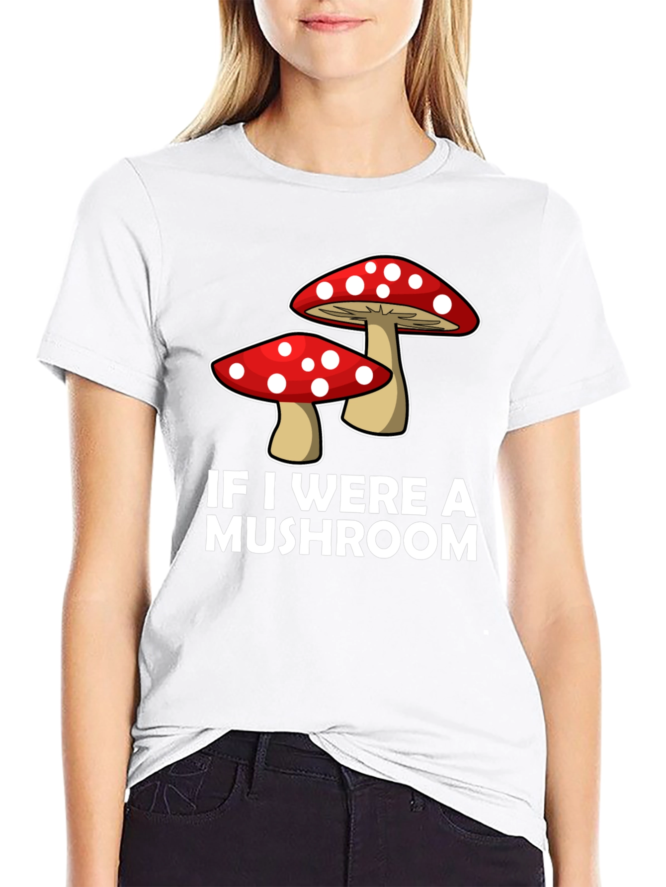 Black Mushroom Graphic Tee - Funny Men's Crew Neck T-Shirt view 9