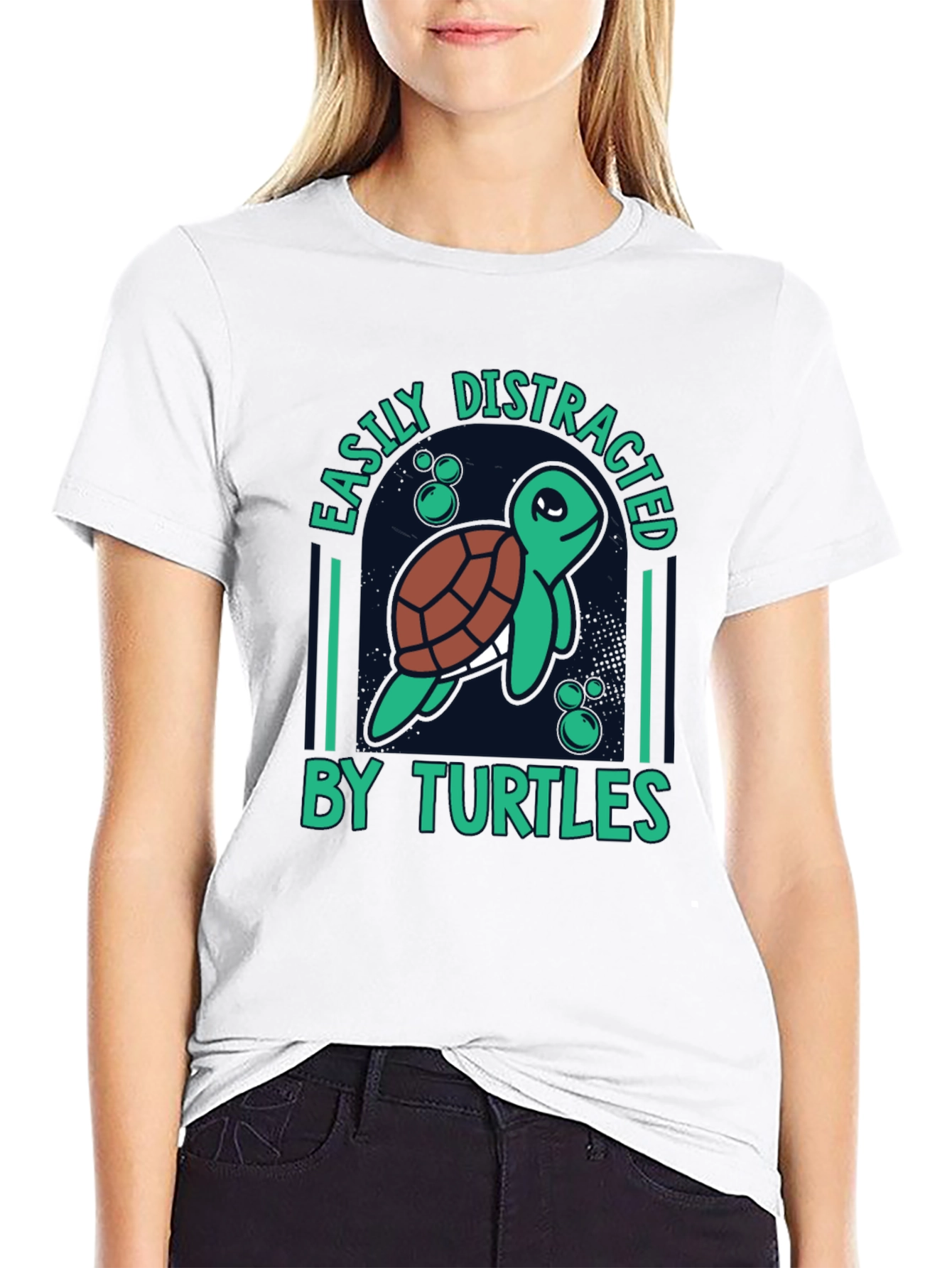 Black Easily Distracted by Turtles Graphic Tee view 9