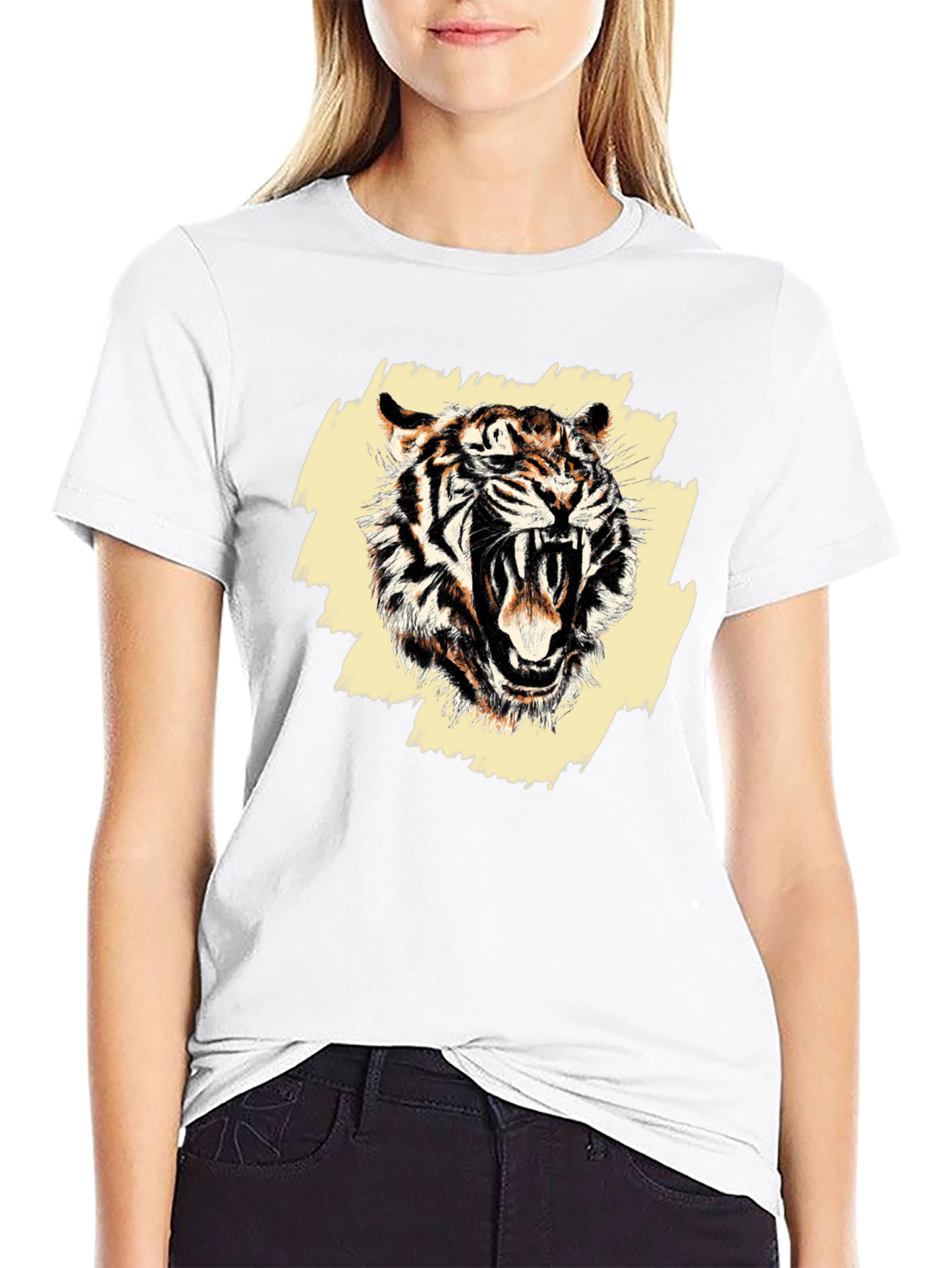Black Roaring Tiger Graphic Tee - Men's Black T-Shirt view 9