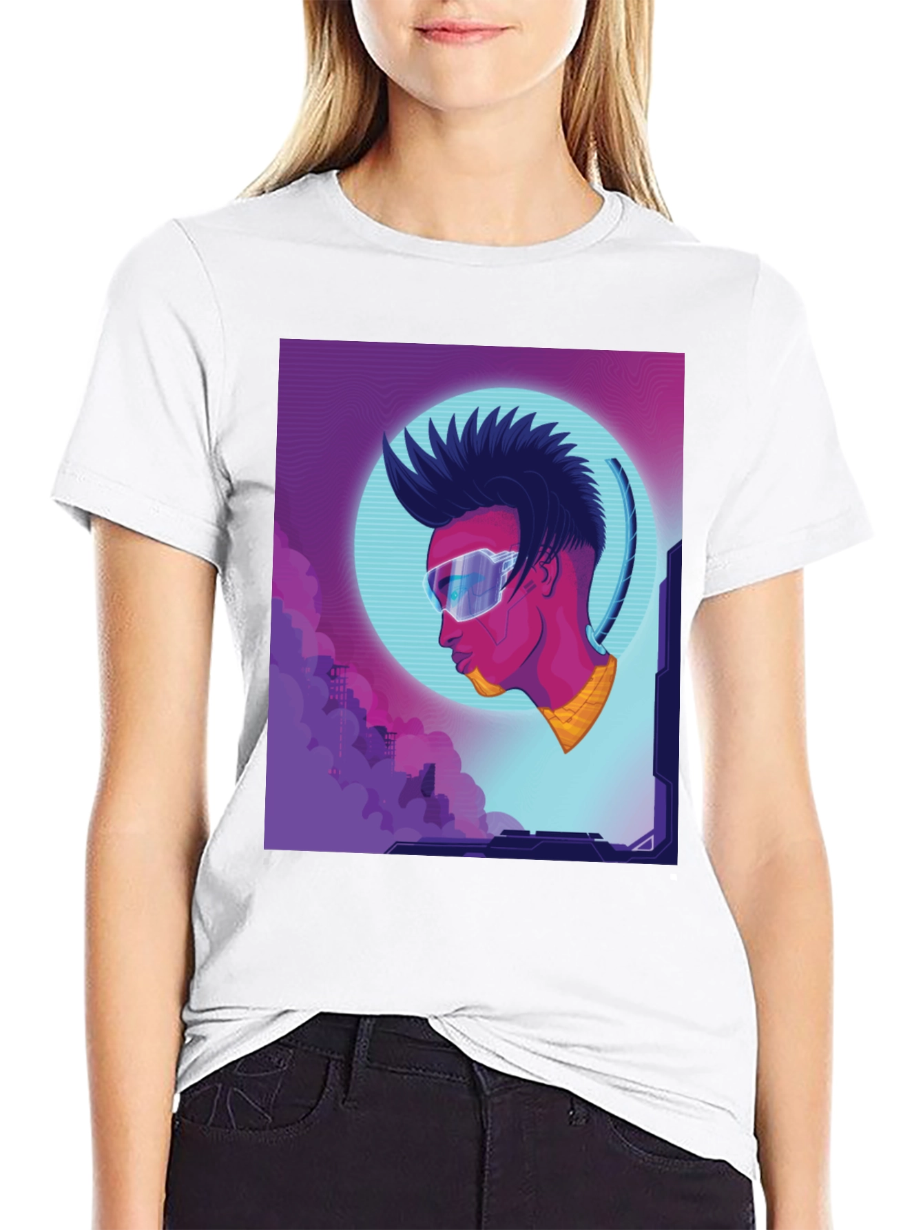 Black Cyberpunk T-Shirt - Futuristic Style view 9