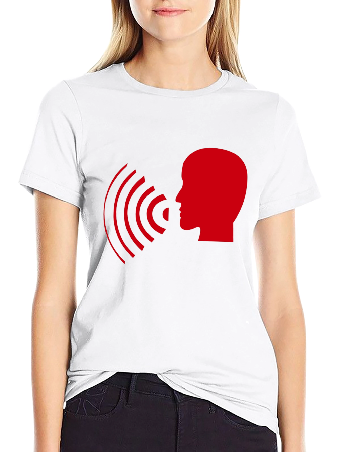 Black Statement T-Shirt - Red Head with Soundwaves Design view 9