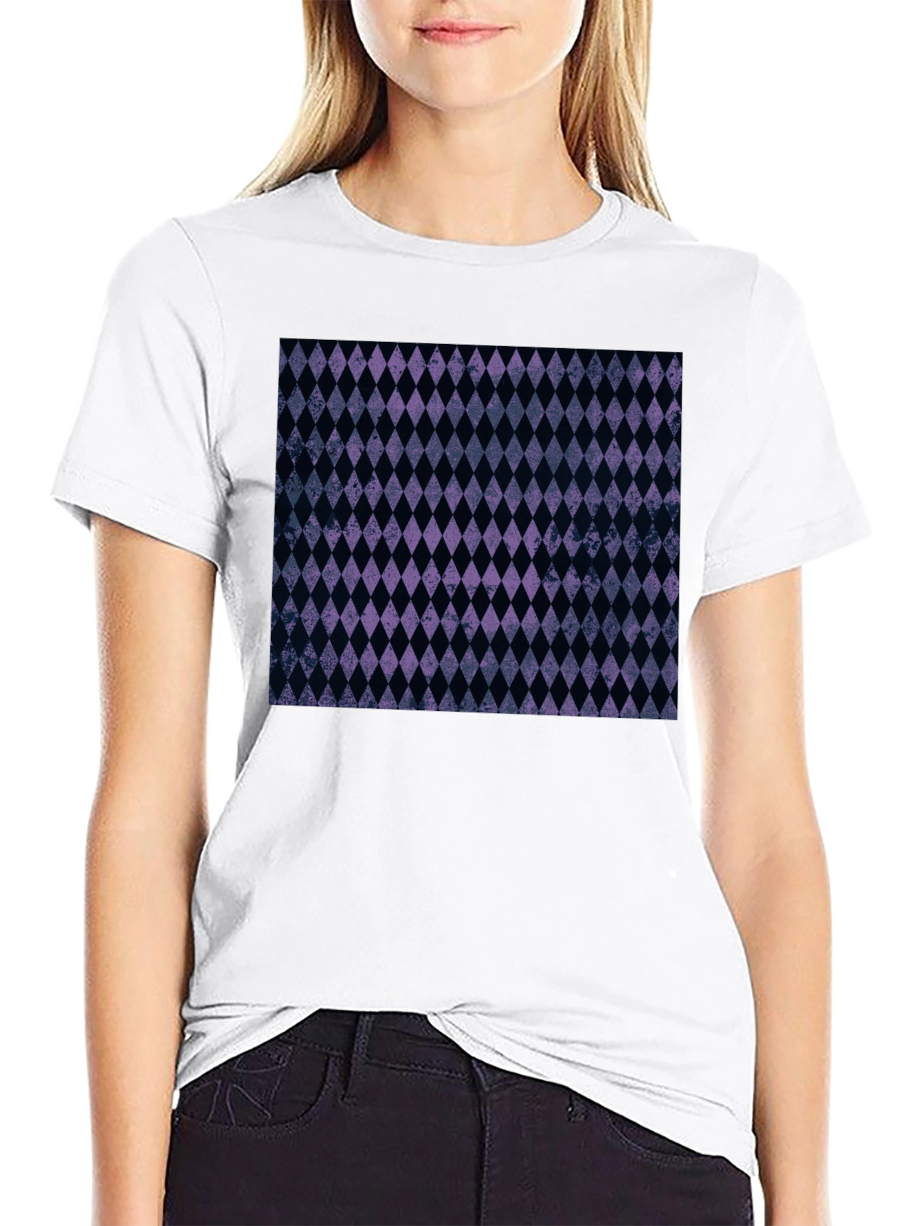 Black Diamond Pattern Black T-Shirt view 9