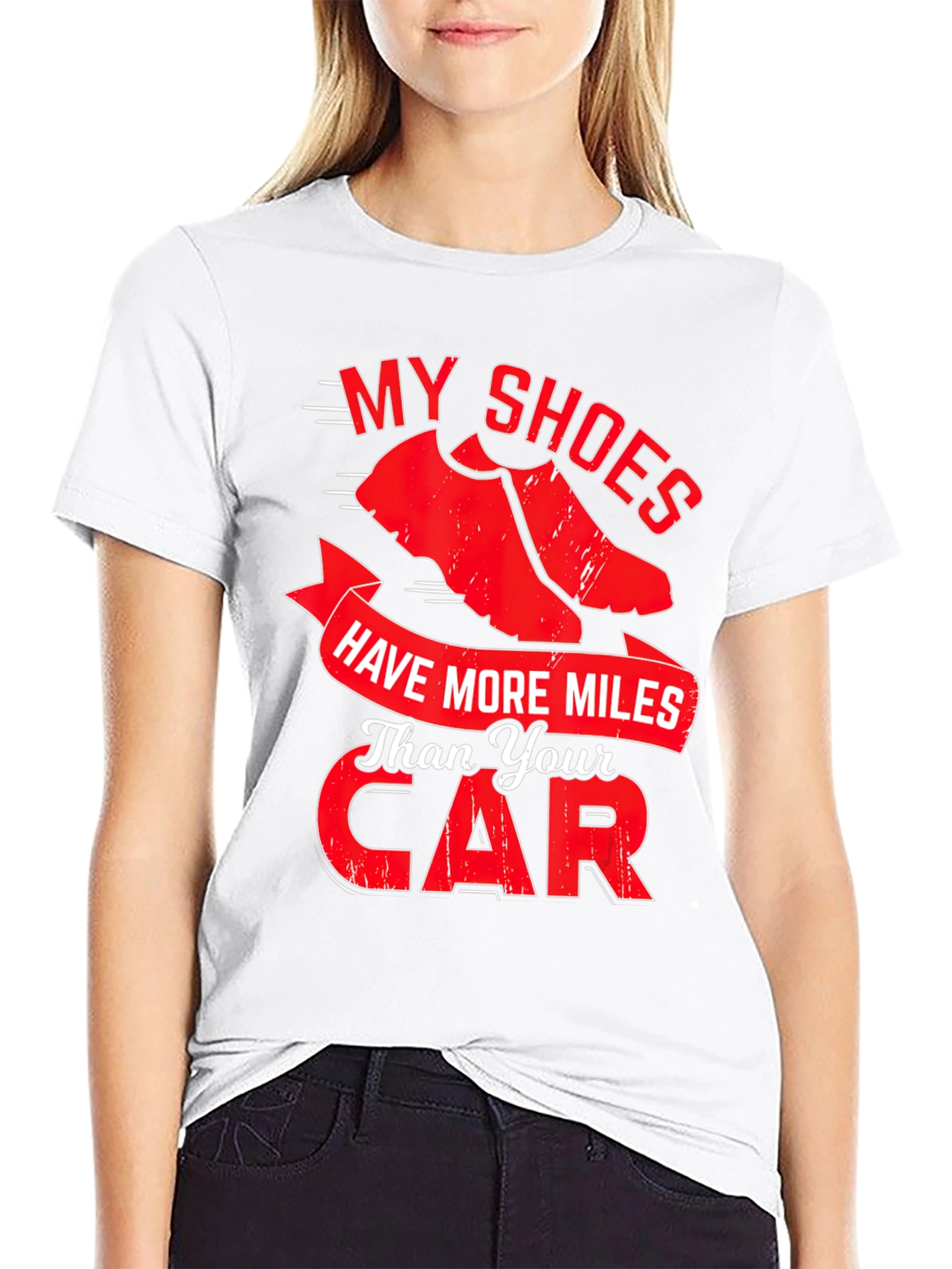 Black My Shoes Have More Miles Than Your Car Graphic Tee view 9