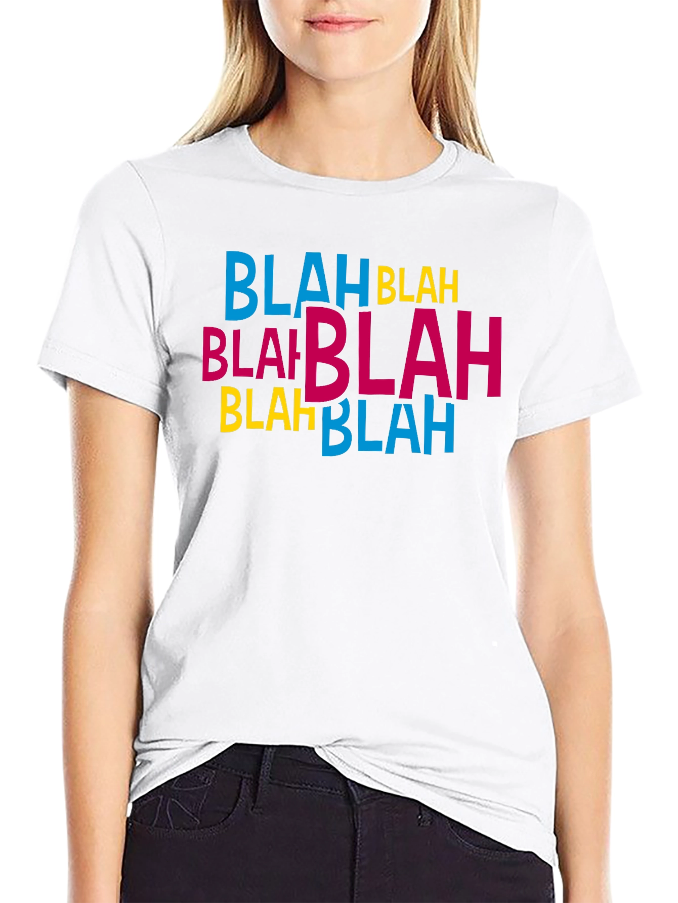 Black Blah Blah Graphic Print Black T-Shirt view 9