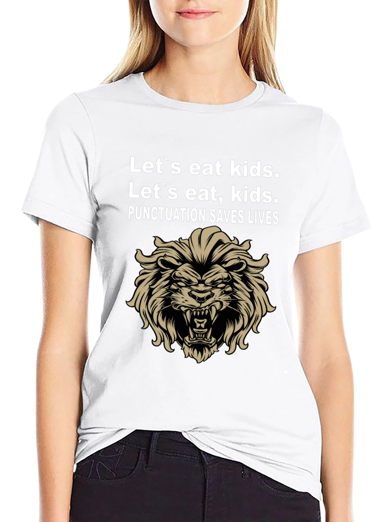 Black Punctuation Saves Lives Graphic Tee - Lion view 9