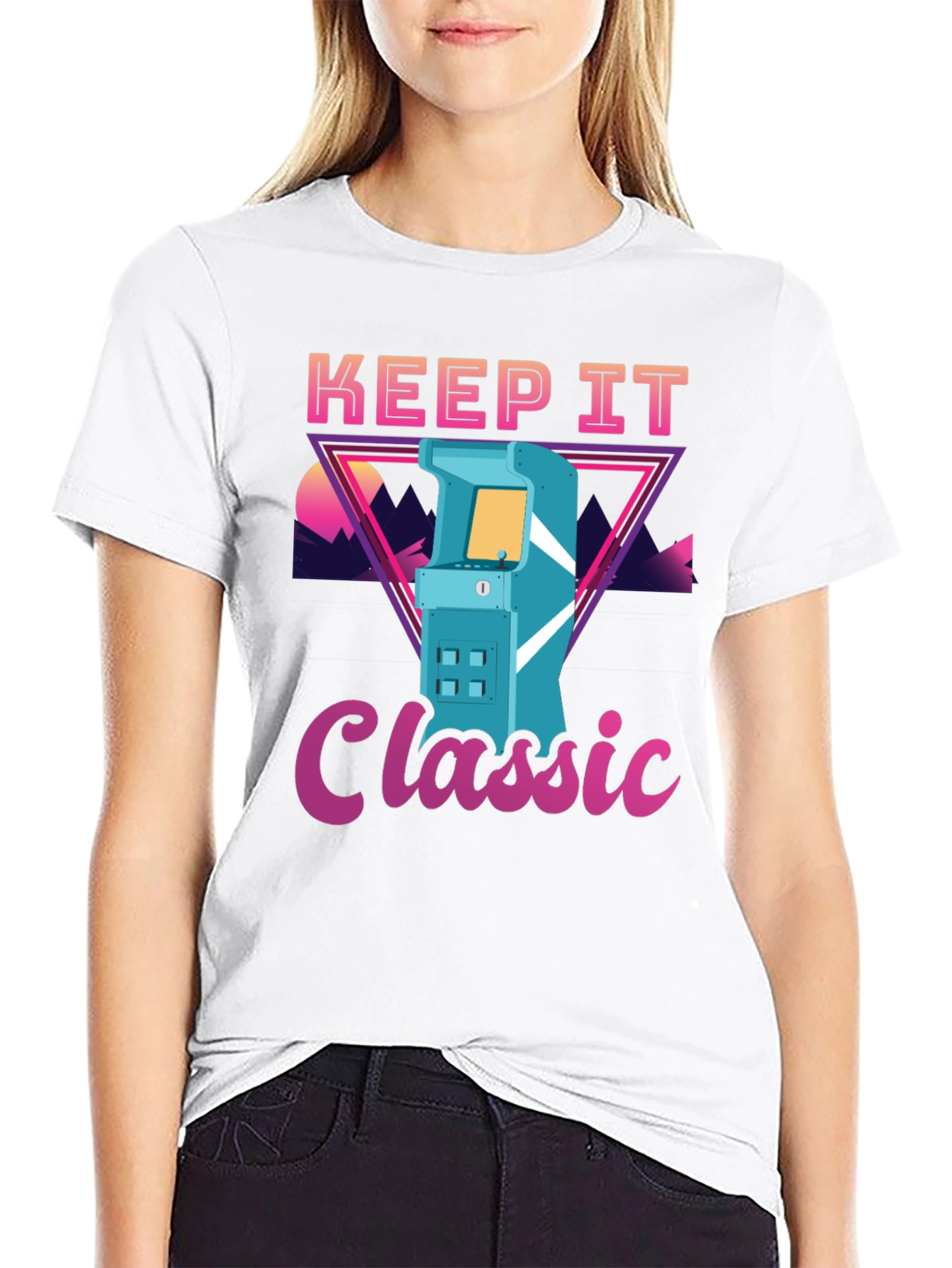 Black Keep It Classic Retro Arcade Game T-Shirt view 9
