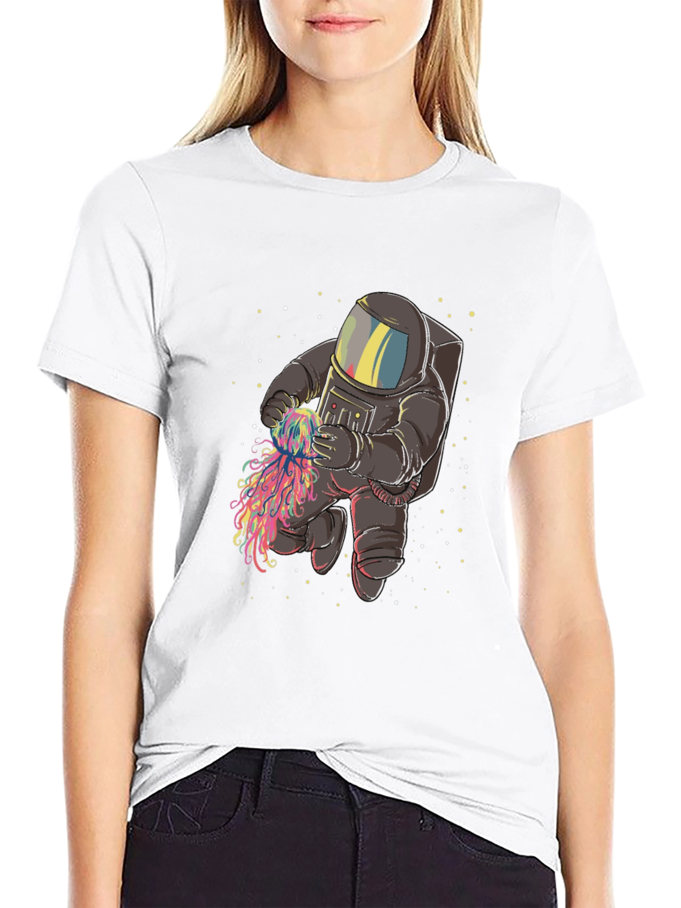 Black Astronaut and Jellyfish Graphic Tee view 9
