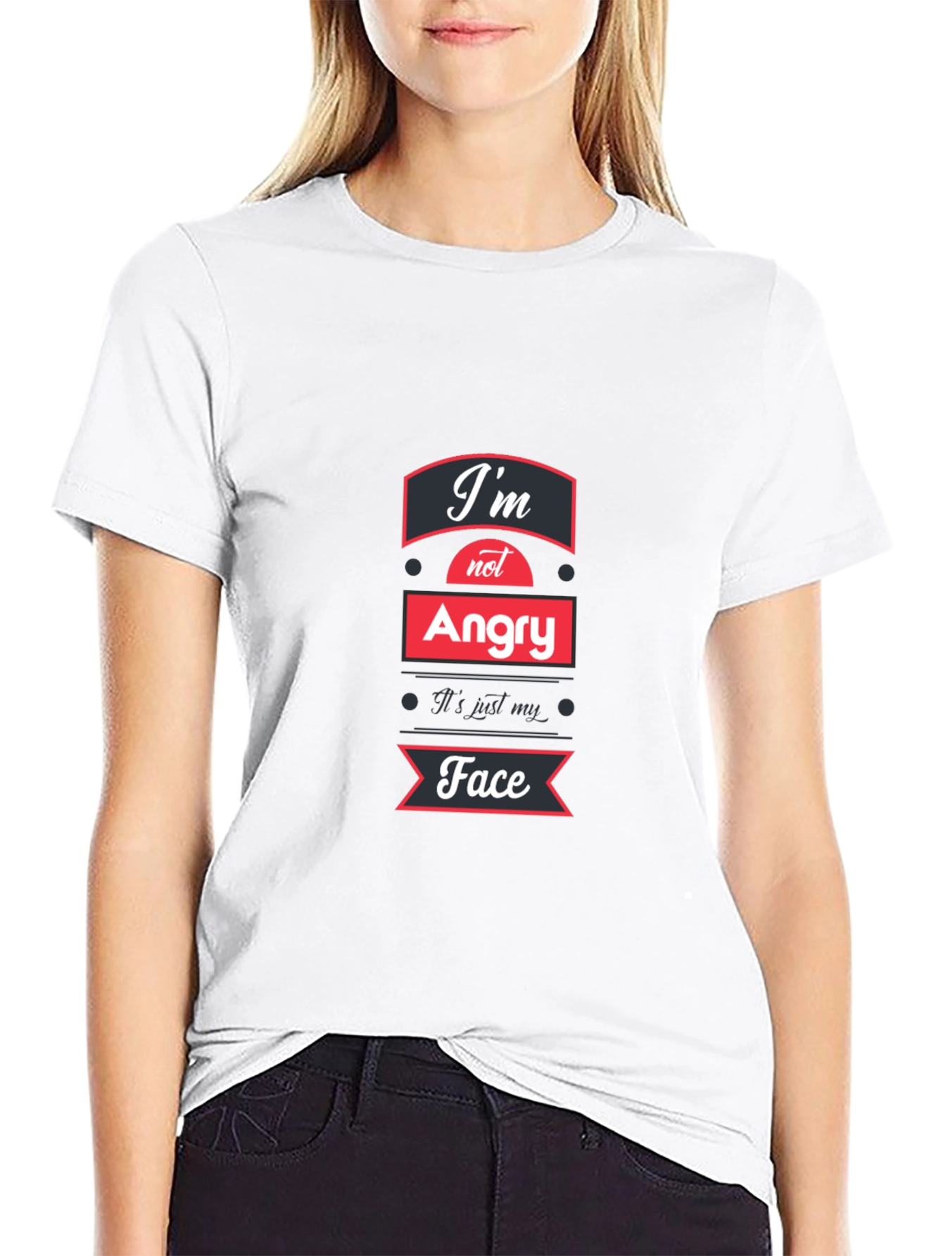 Black I'm Not Angry T-Shirt - Funny Graphic Tee view 9