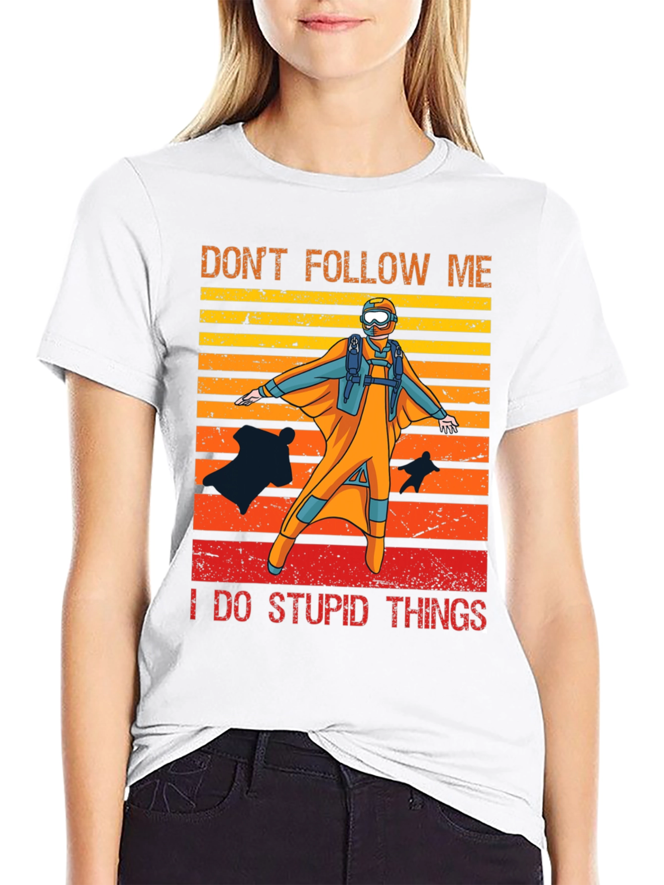 Black Don't Follow Me Parachute T-Shirt view 9