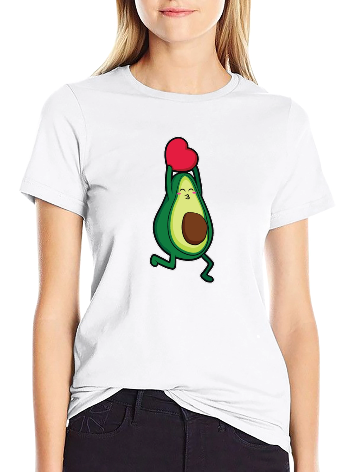 Black Avocado Heart T-Shirt - Cute Graphic Tee view 9