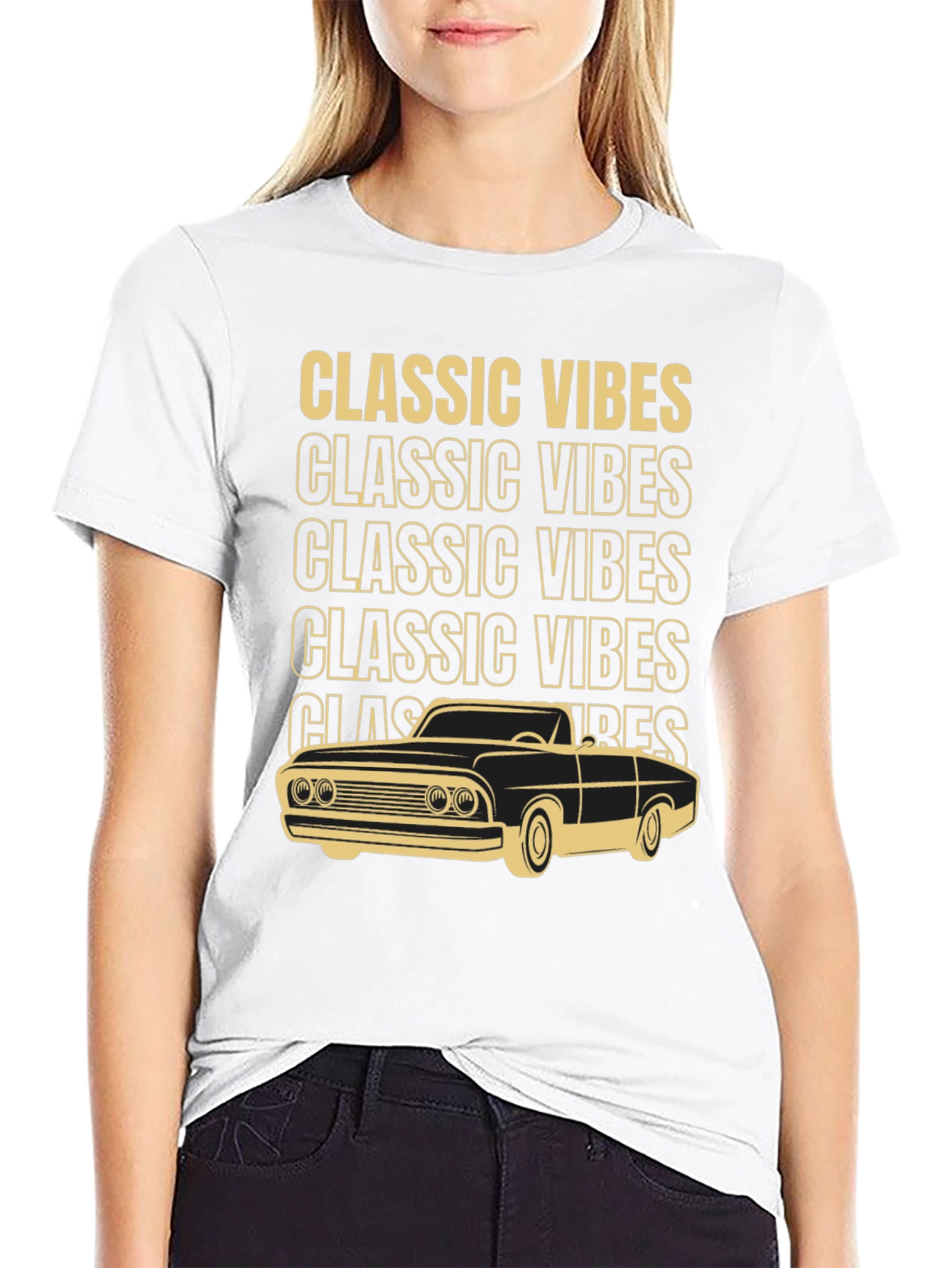 Black Classic Vibes Car Graphic T-Shirt view 9