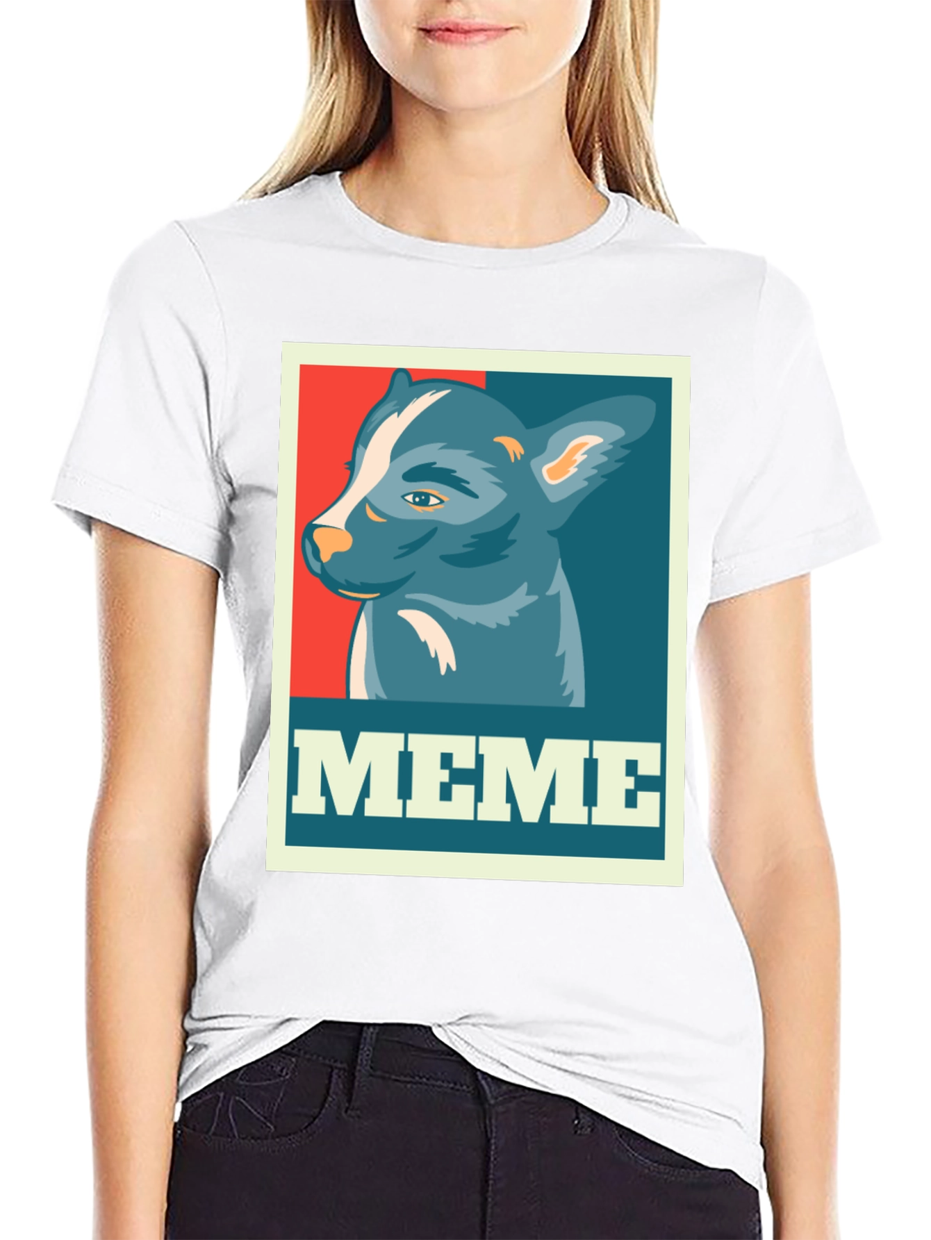 Black Meme Dog Graphic Tee - Black Cotton T-Shirt view 9
