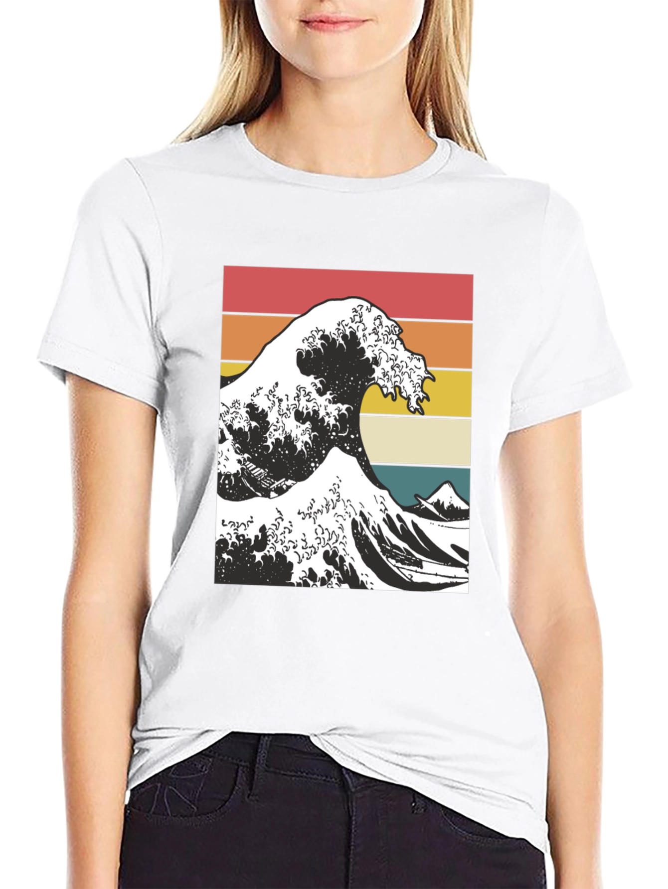 Black Vintage Wave T-Shirt - Retro Style view 9