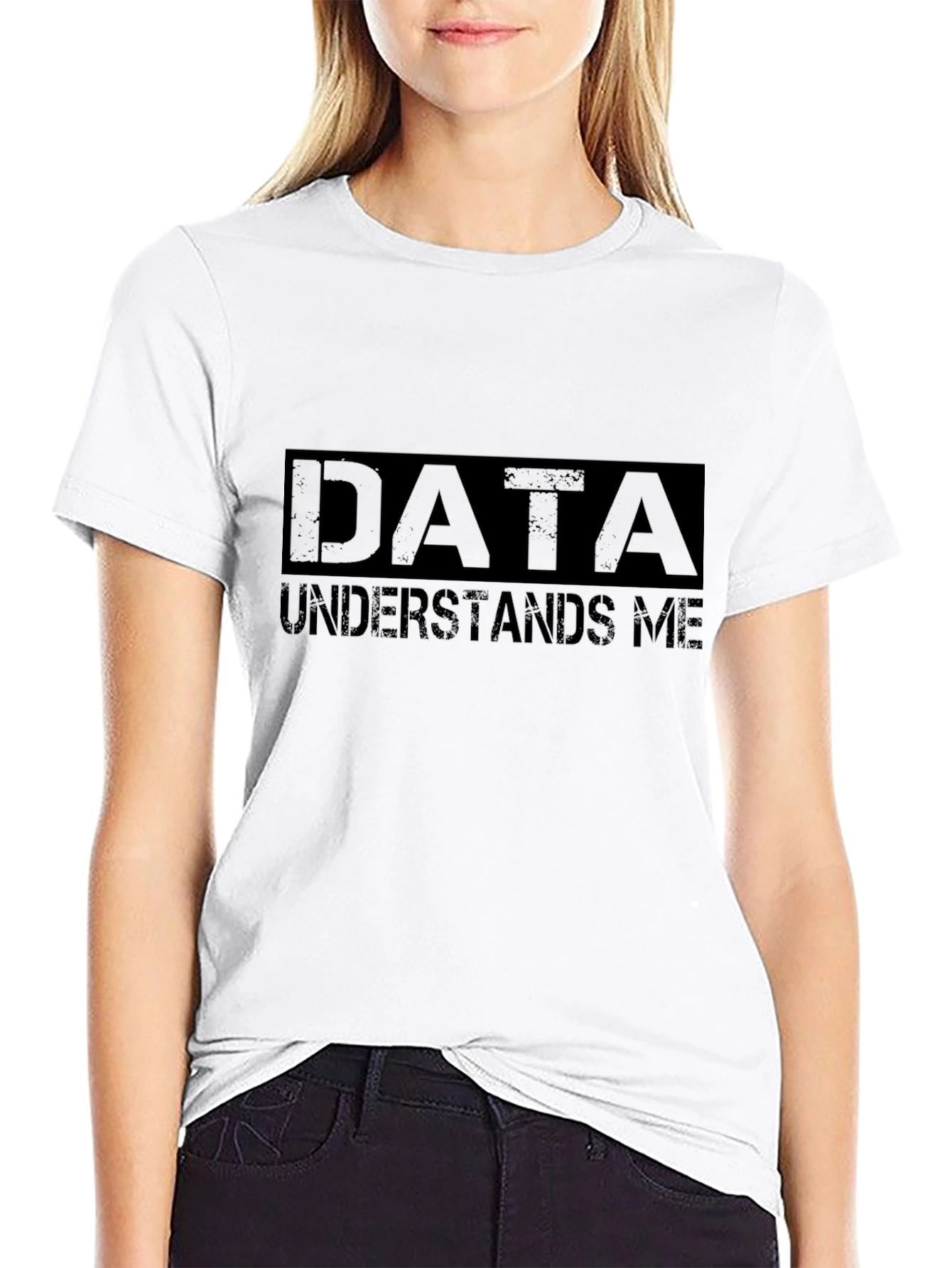 Black Data Understands Me T-Shirt - Black Cotton Tee view 9