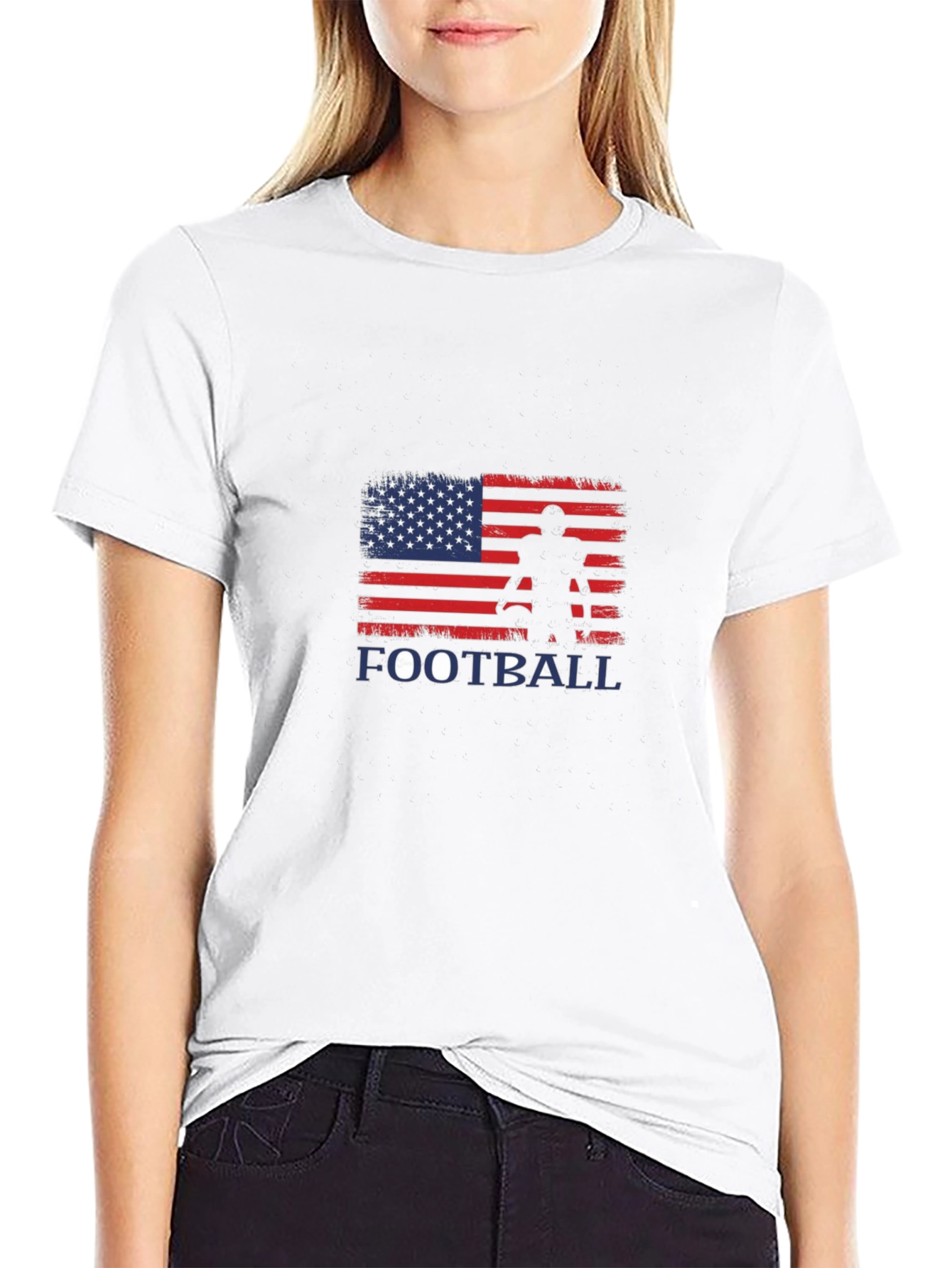 Black American Football Graphic T-Shirt view 9